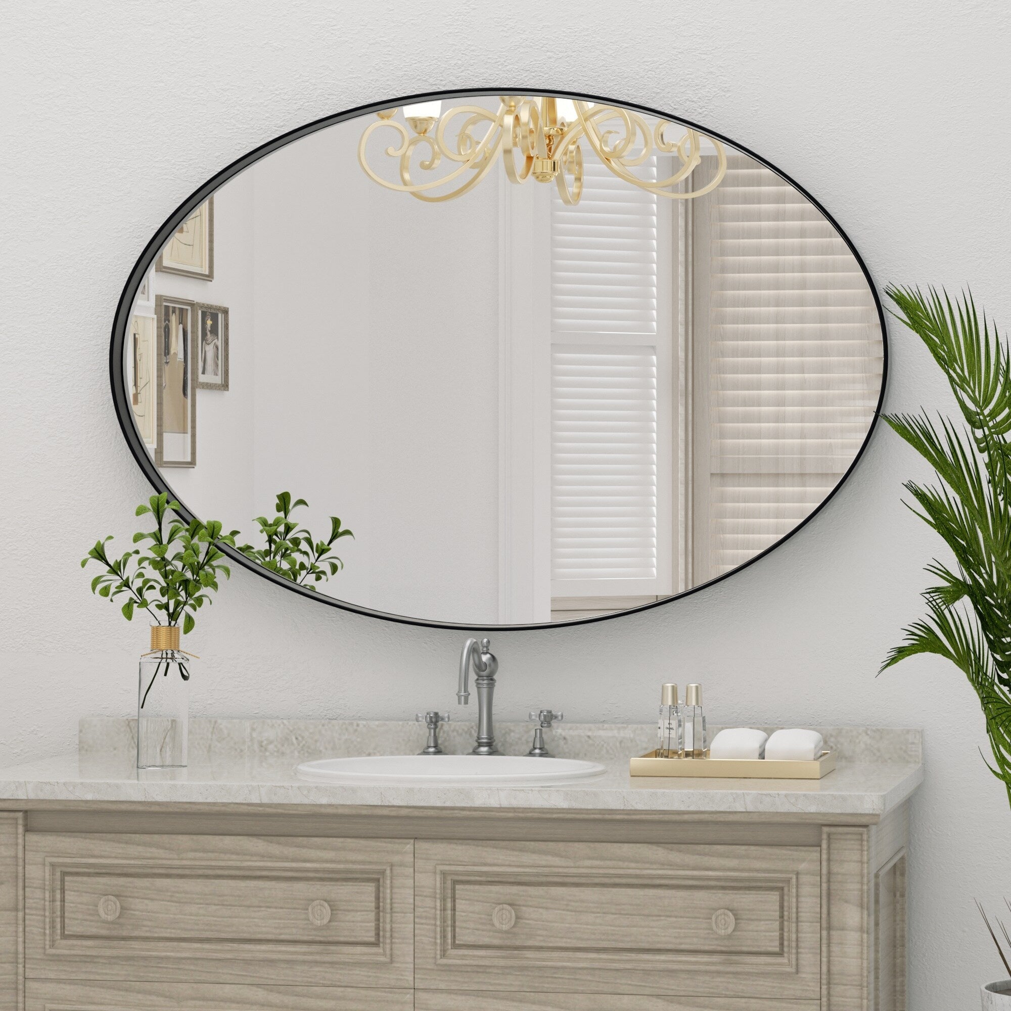 Bathroom Mirror Wall Mirror Vanity Mirror with Metal Frame (1 Piece)