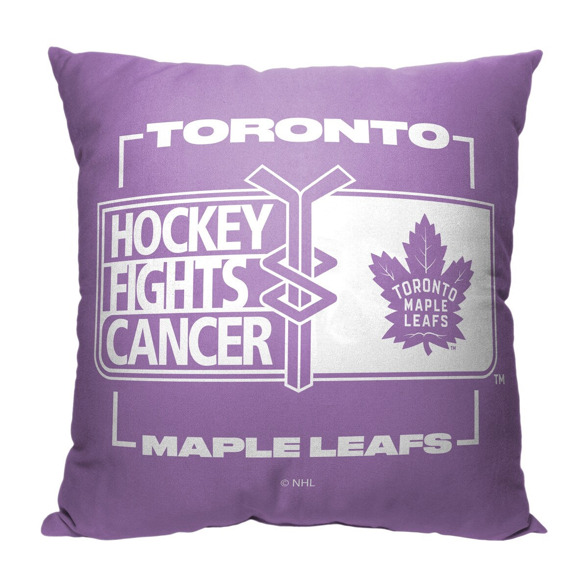 NHL Hockey Fights Cancer Fight For Maple Leafs Printed Throw Pillow - Purple