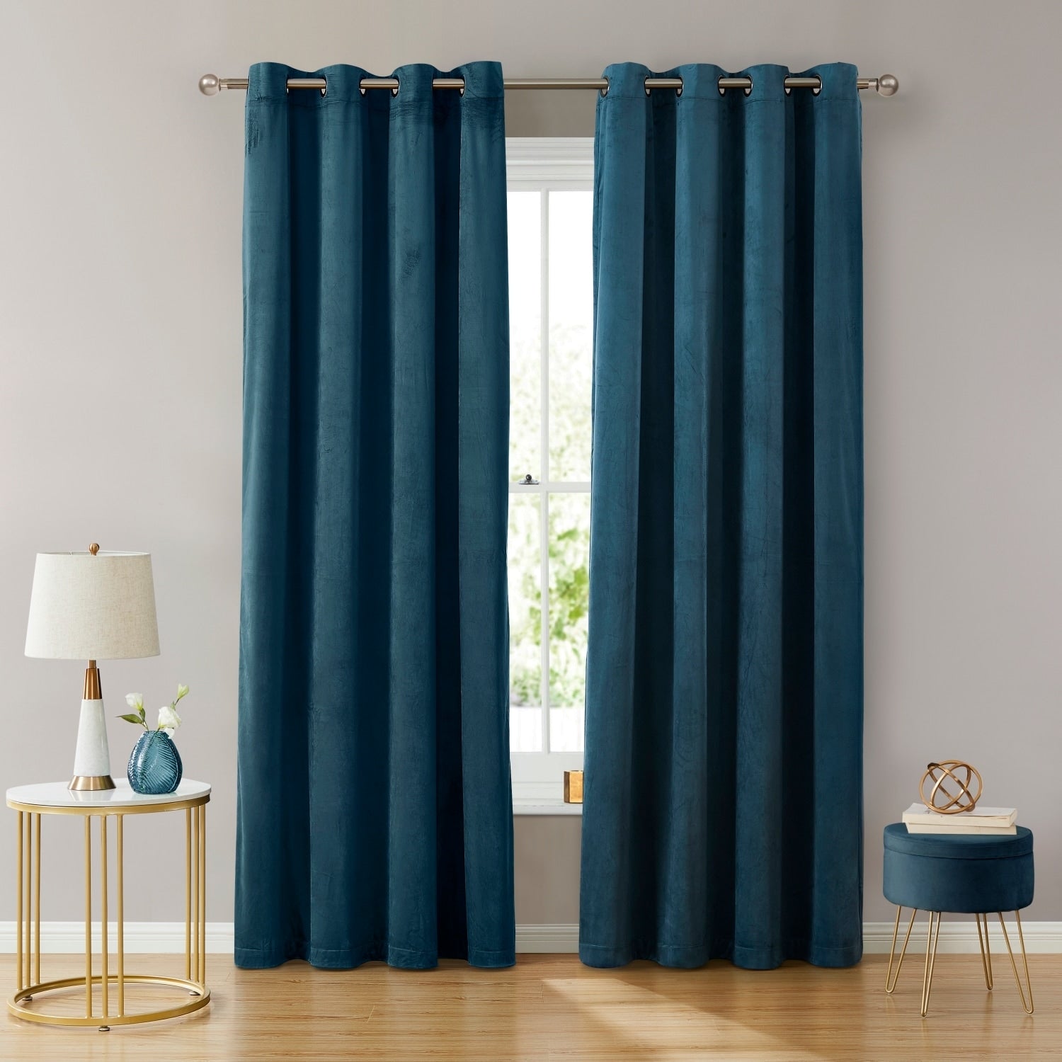 HLC.me Sawyer Premium Luxurious Lush Velvet Soft Light Filtering Grommet Window Curtains - Set of 2