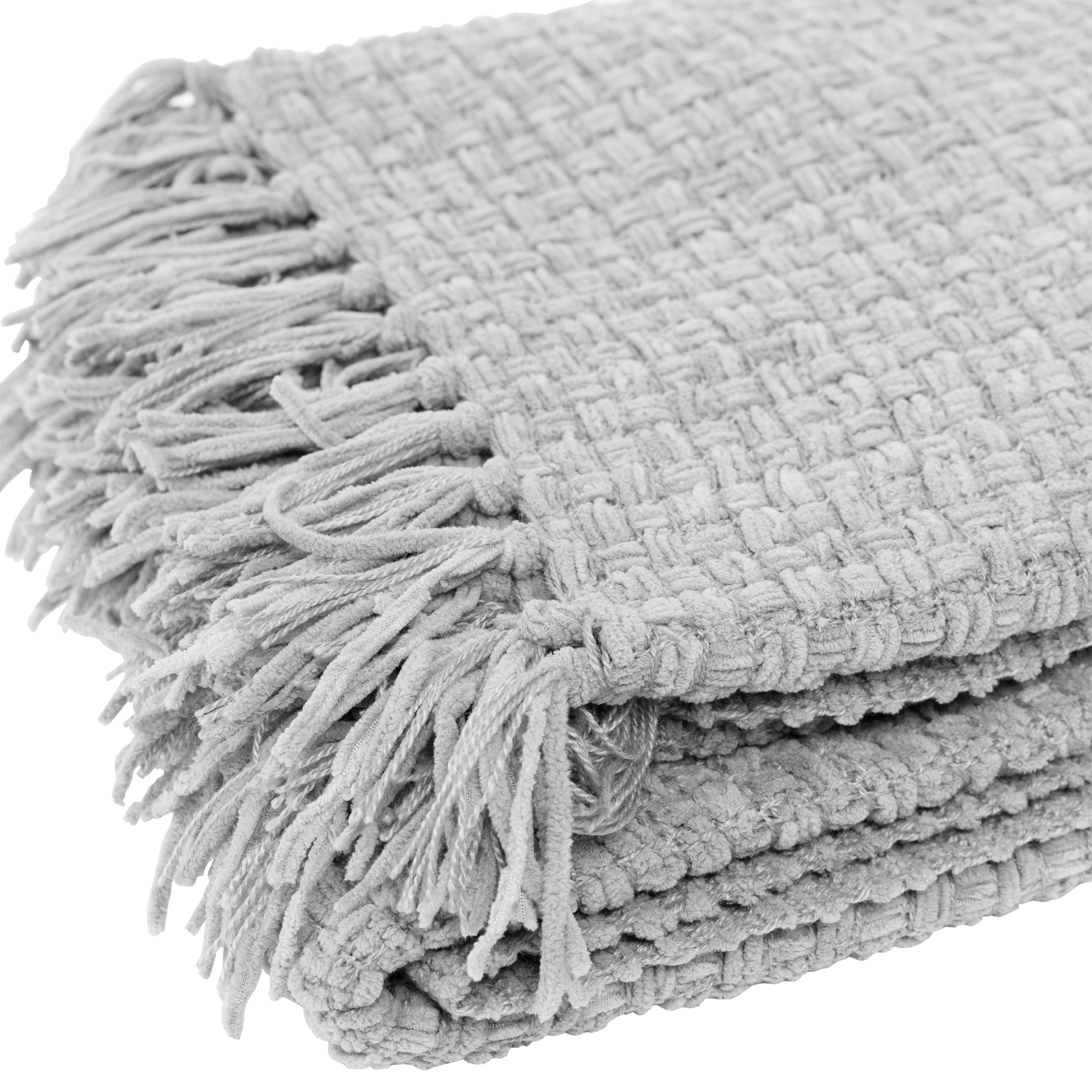 Fabstyles Chenille Basket Weave Polyester Throw Blanket