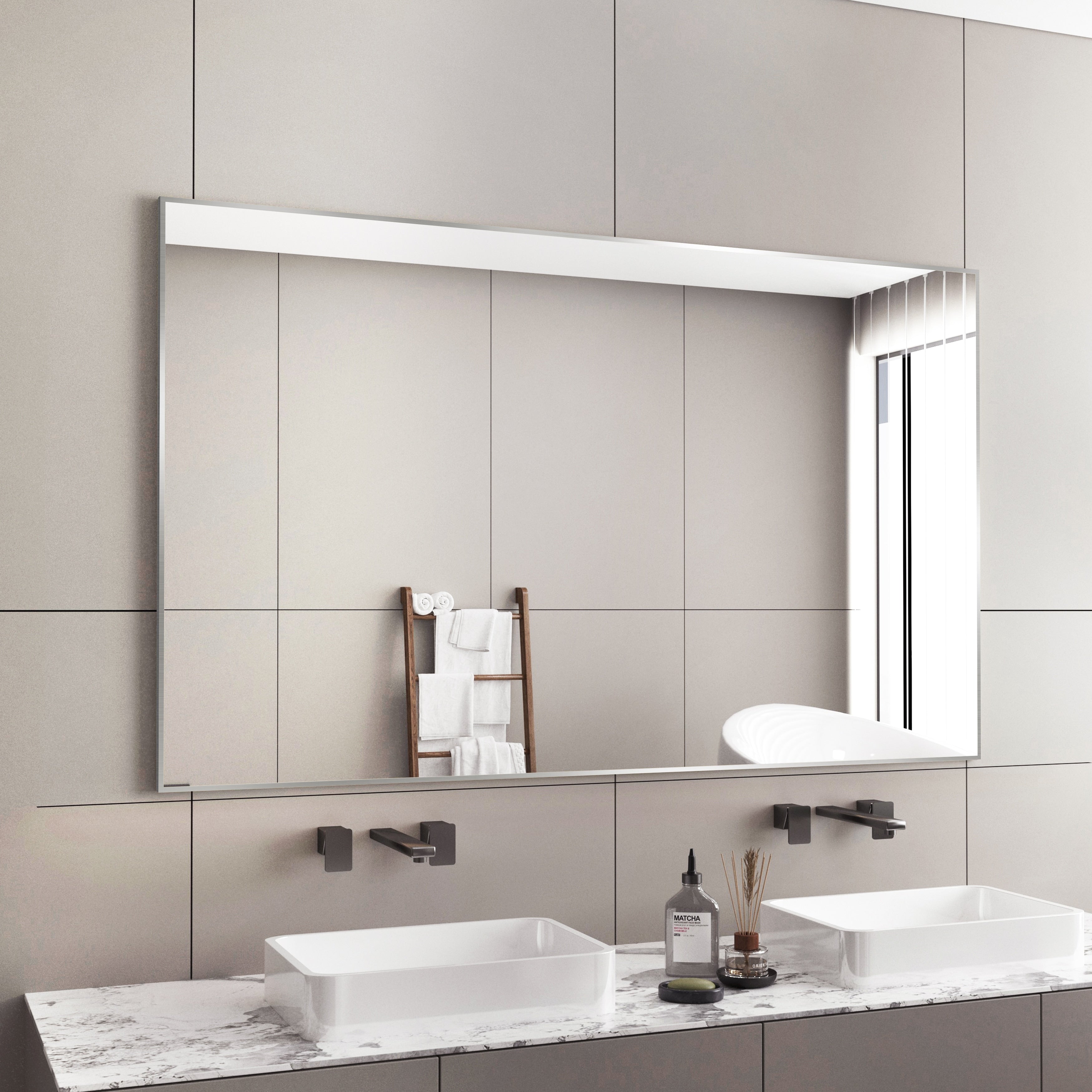 Aluminum Alloy Framed Wall Mounted Bathroom Vanity Accent Mirror in