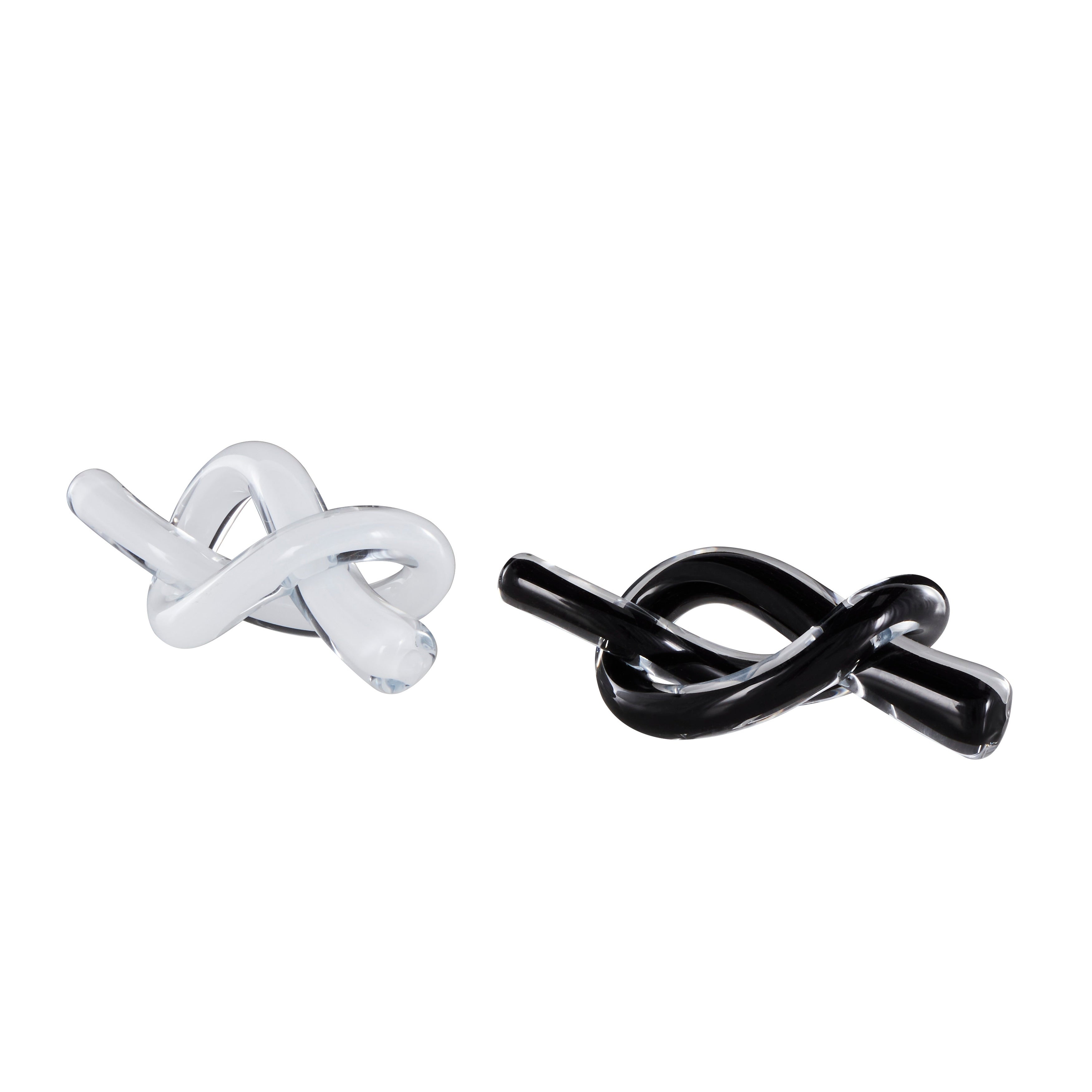 Black or Blue Glass Handmade Knot Sculpture (Set of 2)