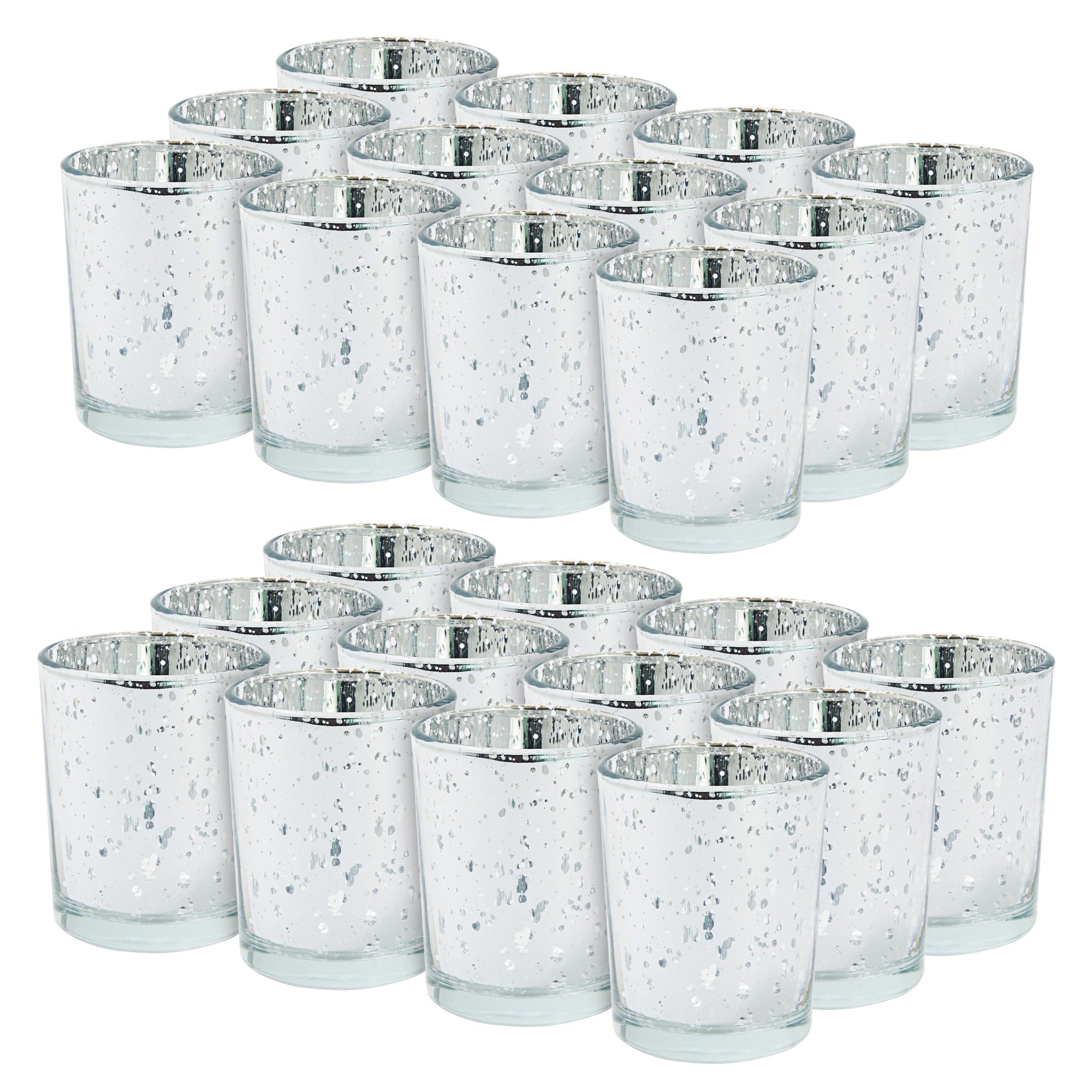 24 Pack Silver Mercury Glass Candle Holder for Votive Candles 2.2 x 2.6 In