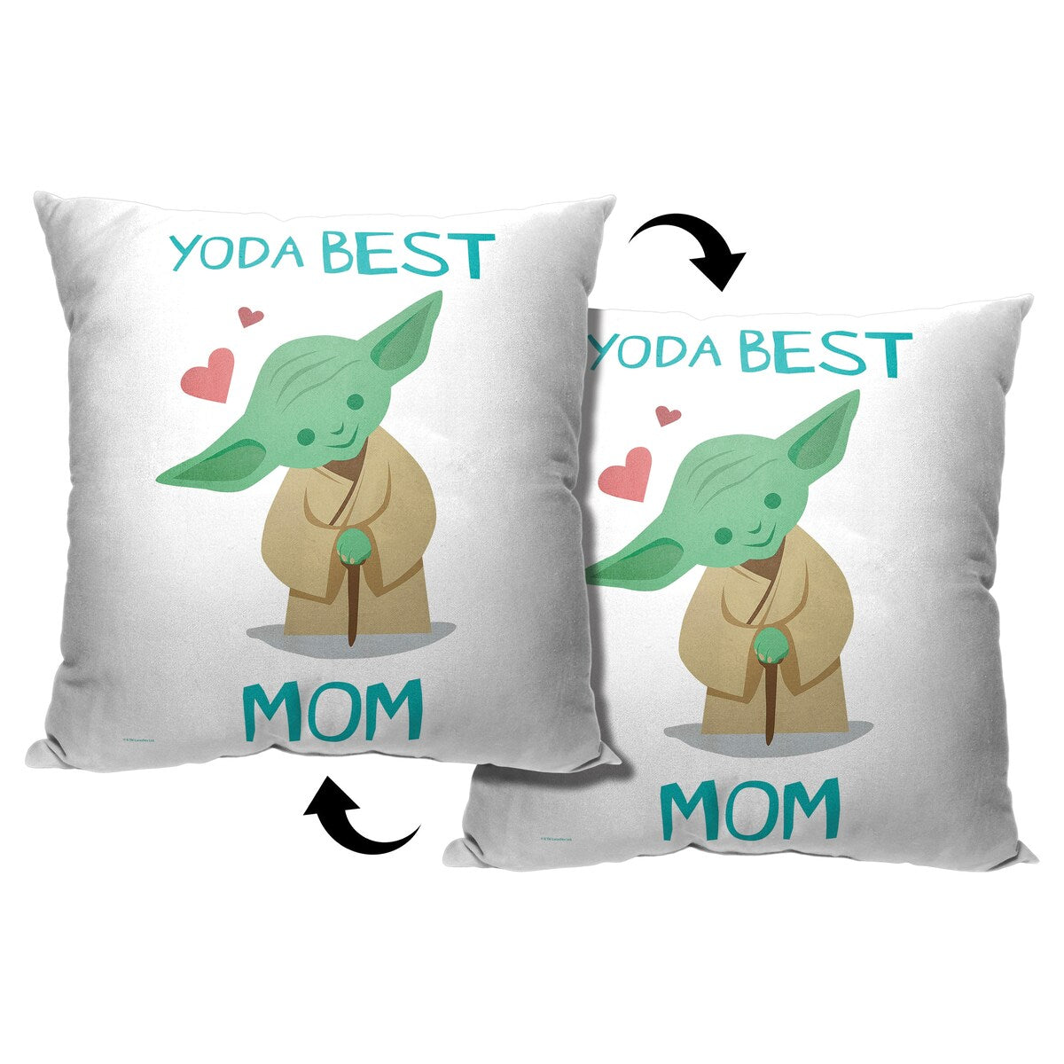 Star Wars Classic Yoda Best Mom Printed Pillow - White