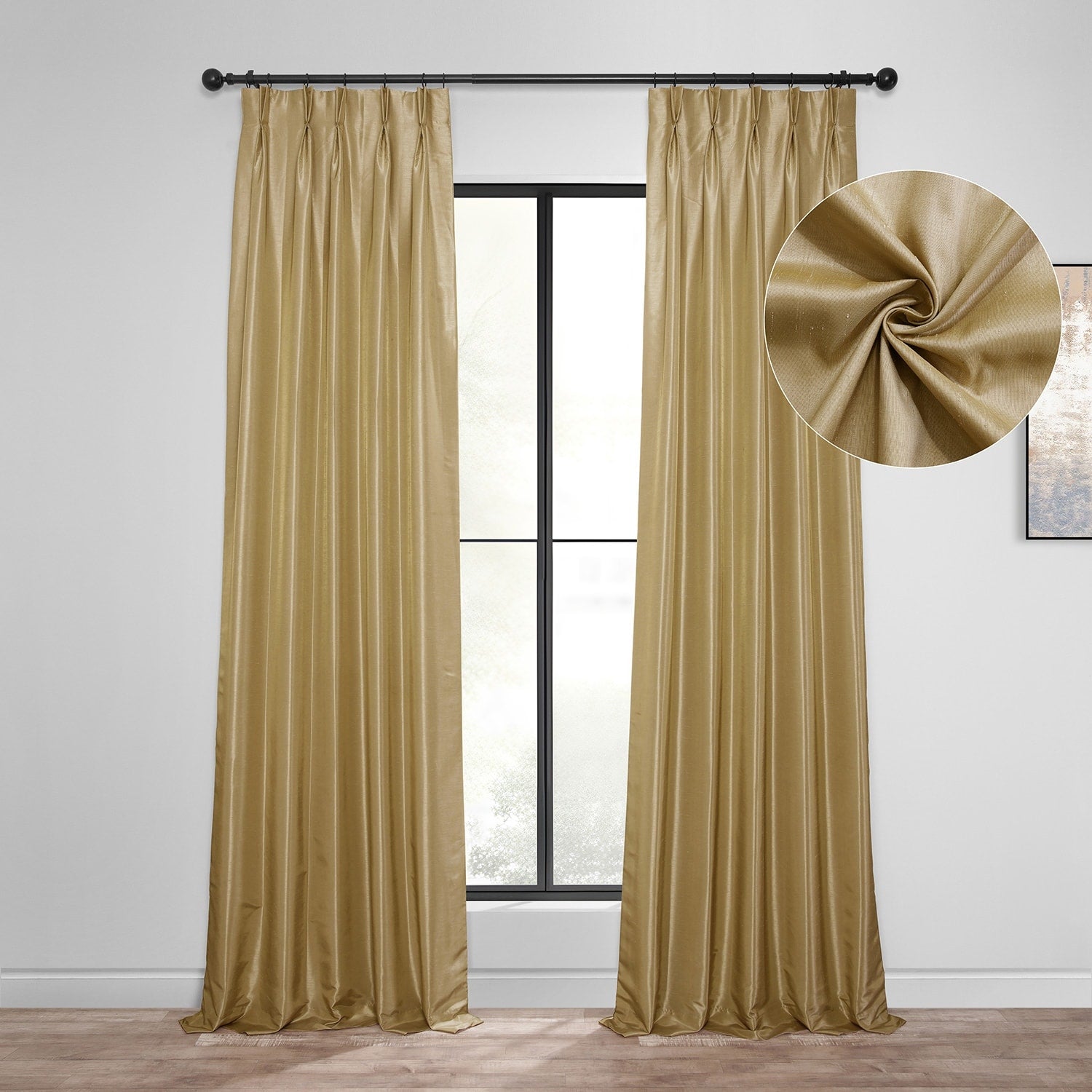 Exclusive Fabrics Solid Vintage Textured Faux Dupioni Silk Pleated Blackout Curtain (1 Panel)