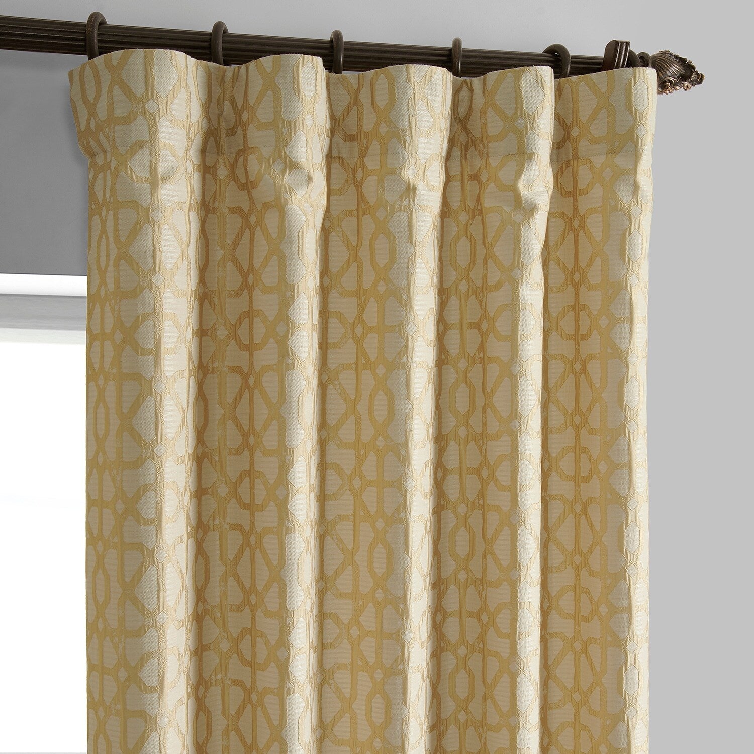 Exclusive Fabrics Jacquard Faux Silk Curtains - 1 Panel Room Darkening Curtain