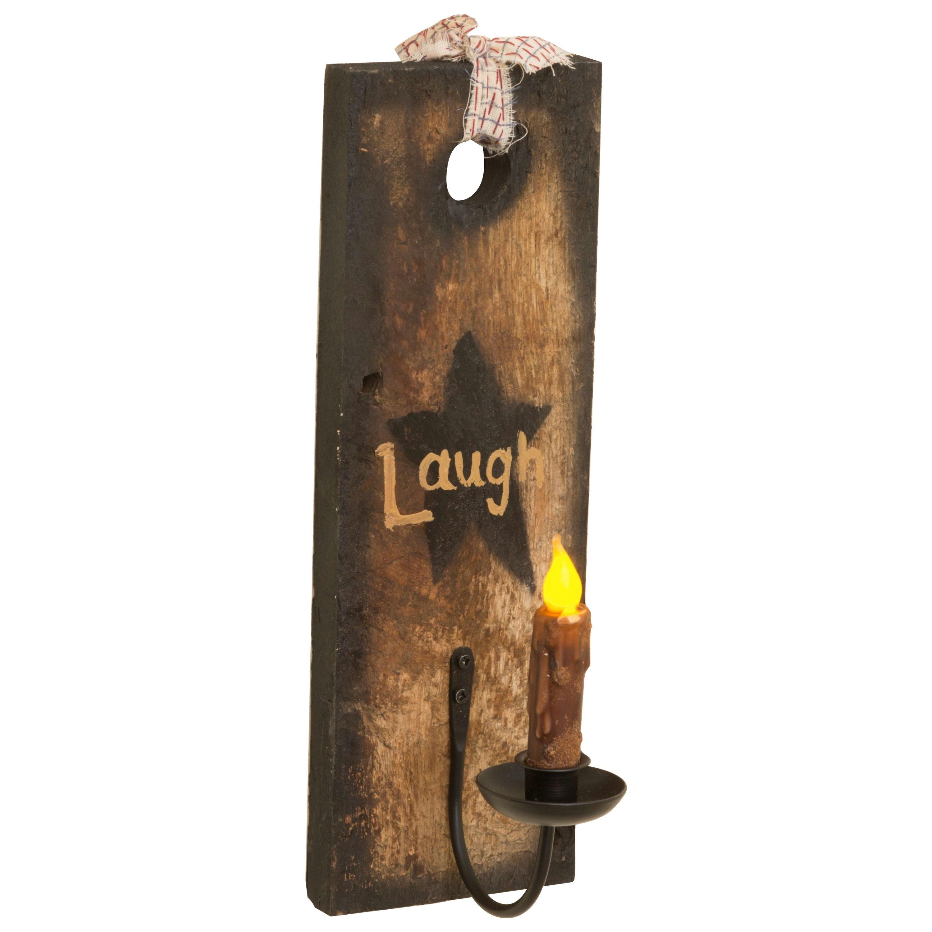 Farmhouse Square Barnwood Sconce with Flameless Candle