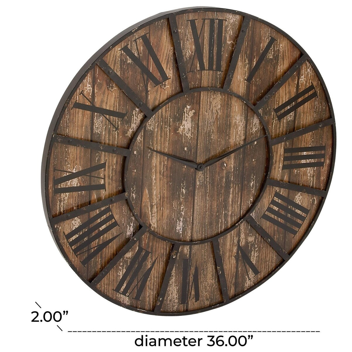 Wooden Decorative Wall Clock with Black Accents - Brown - Roche River Decor