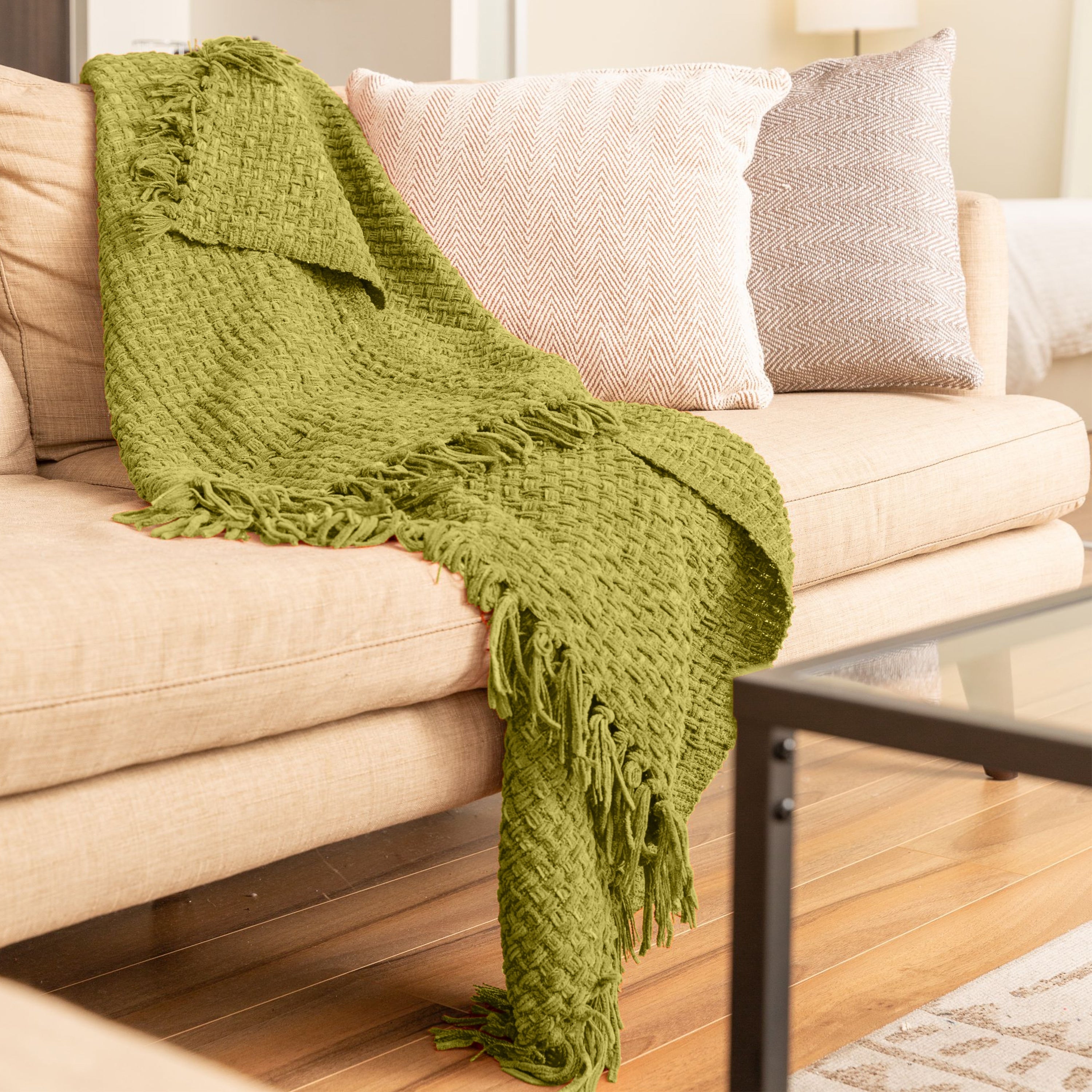 Fabstyles Chenille Basket Weave Polyester Throw Blanket