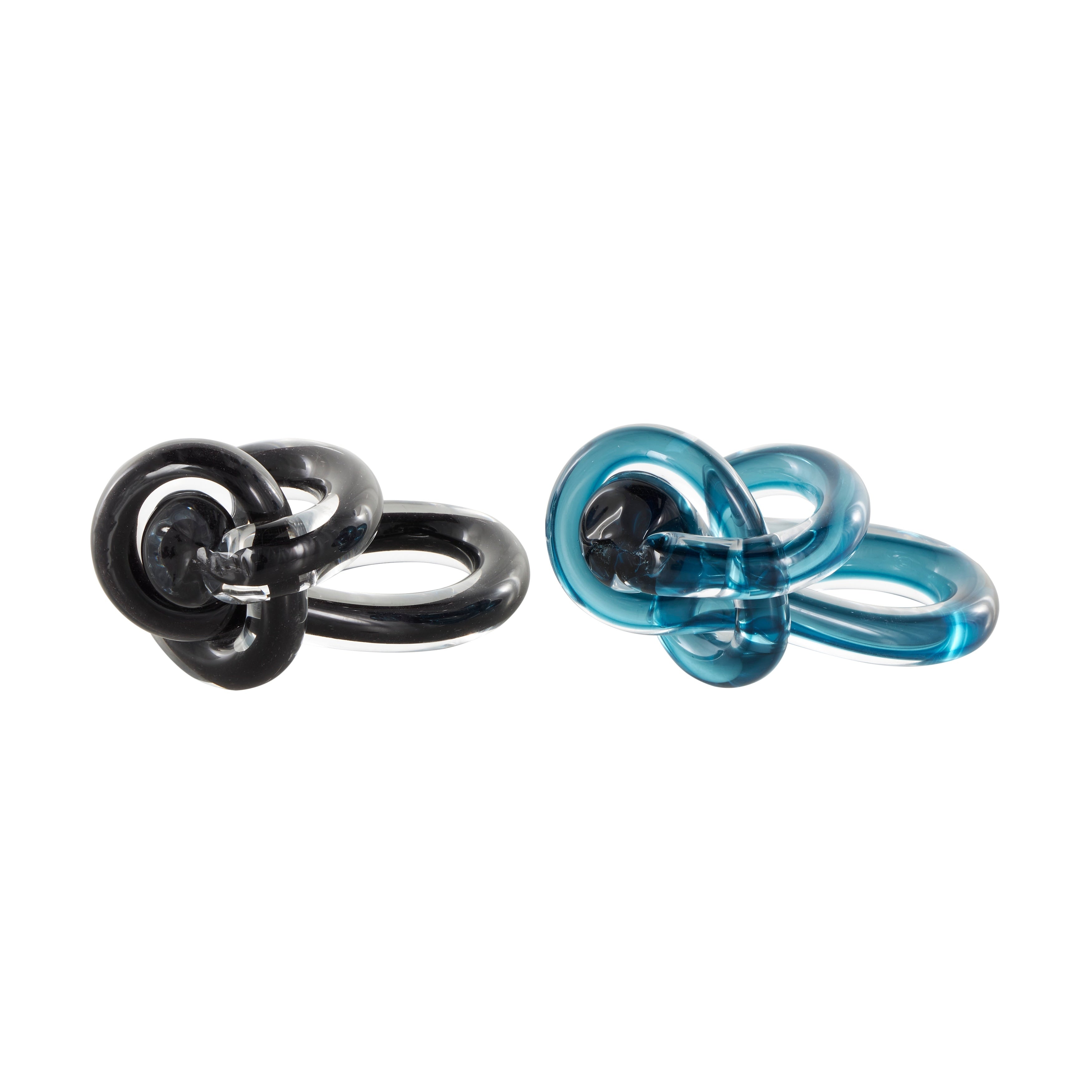 Black or Blue Glass Handmade Knot Sculpture (Set of 2)