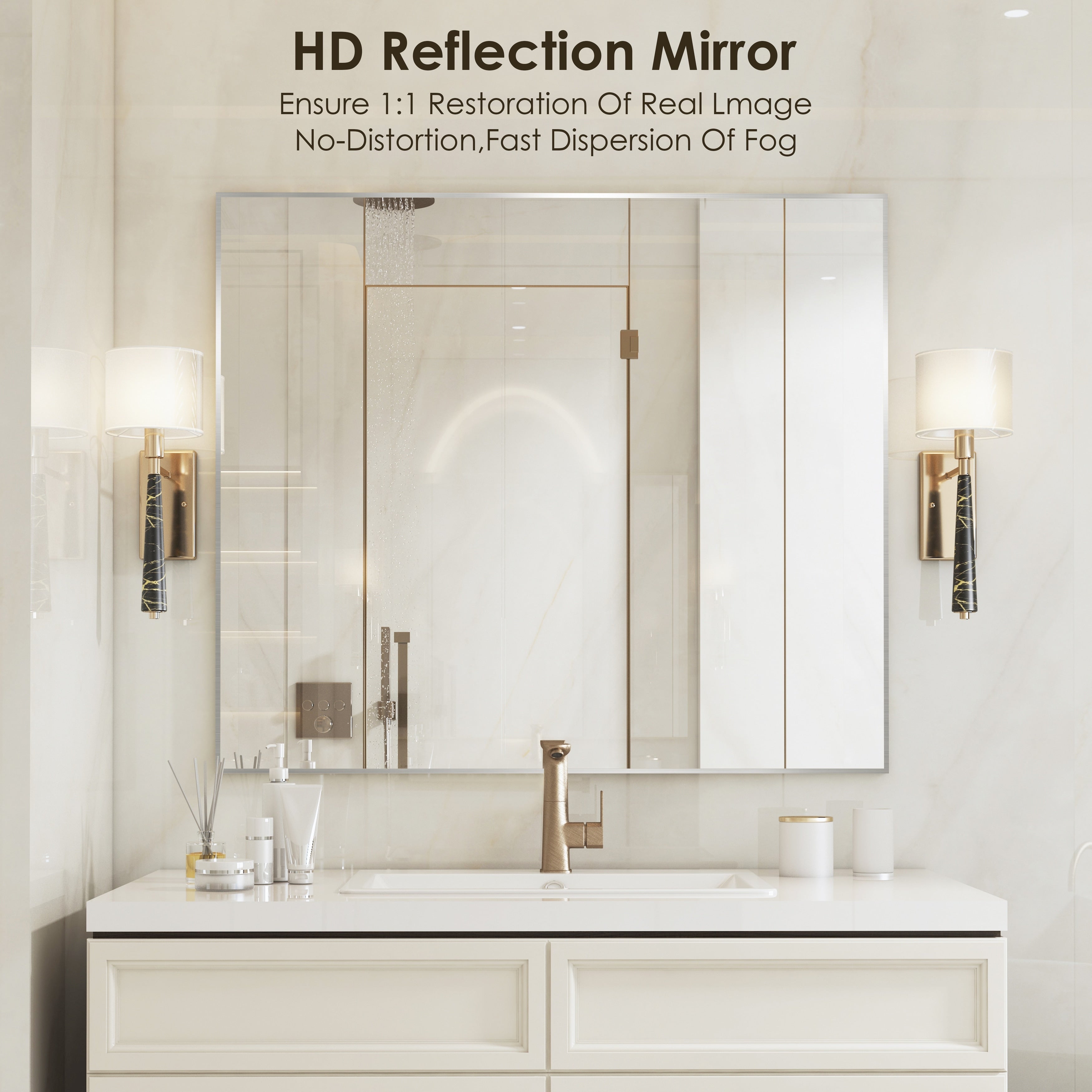 Aluminum Alloy Framed Wall Mounted Bathroom Vanity Accent Mirror in