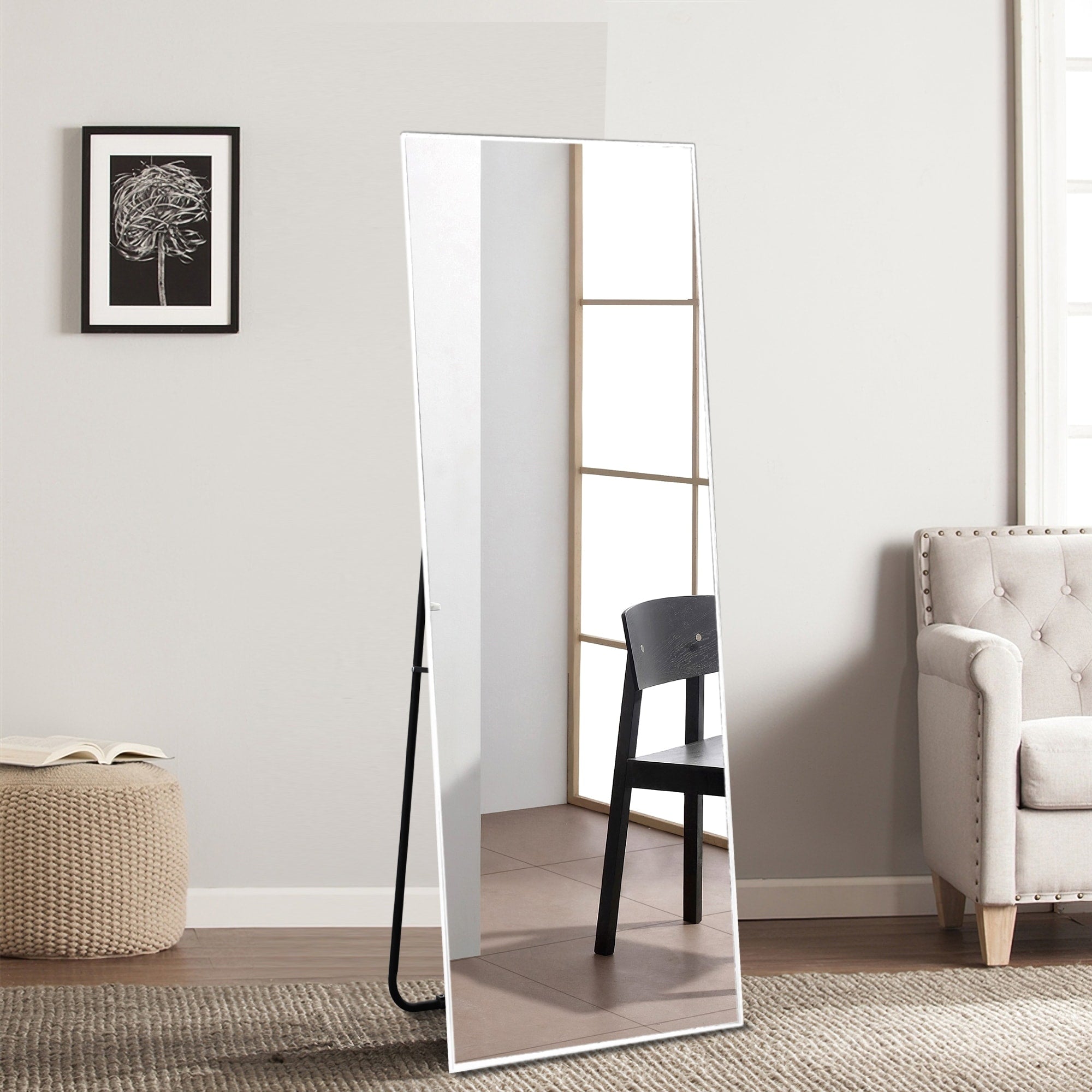 Modern Aluminum Alloy Full Length Floor Leaning Mirror