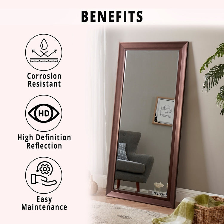 Framed Bevel Leaner Full Length Huge Floor Mirror XL Mirror Large Rectangle Standing Cream Floor Mirror Huge Mirrors for Bedroom