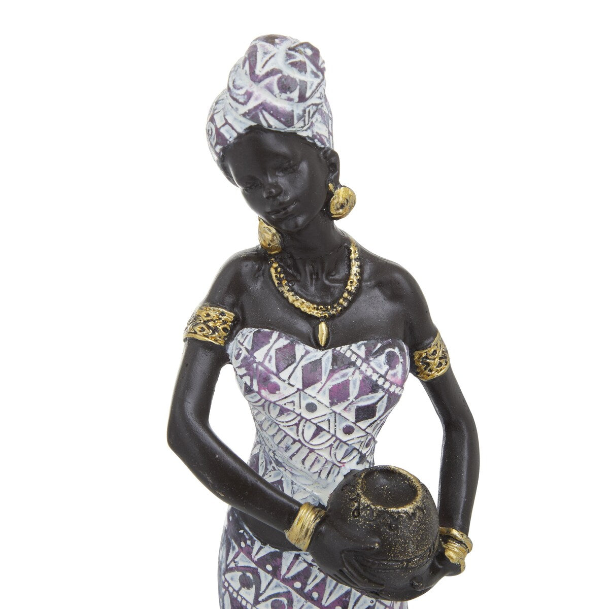 Polystone Woman Standing African Decorative Sculpture with Intricate Details - Set of 2 Multi Colored - Roche River Decor