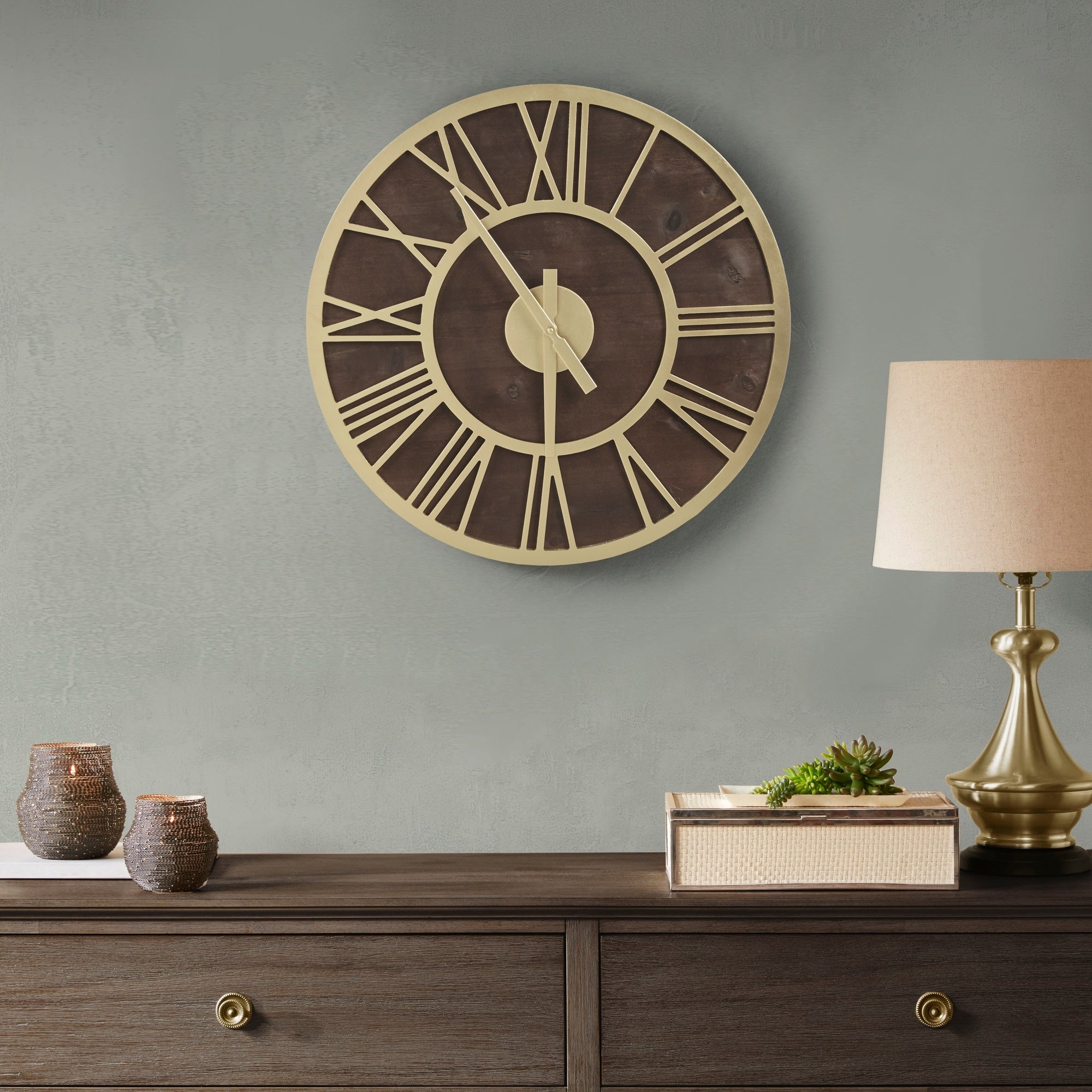 Madison Park Mason 23.6 Wood Wall Clock