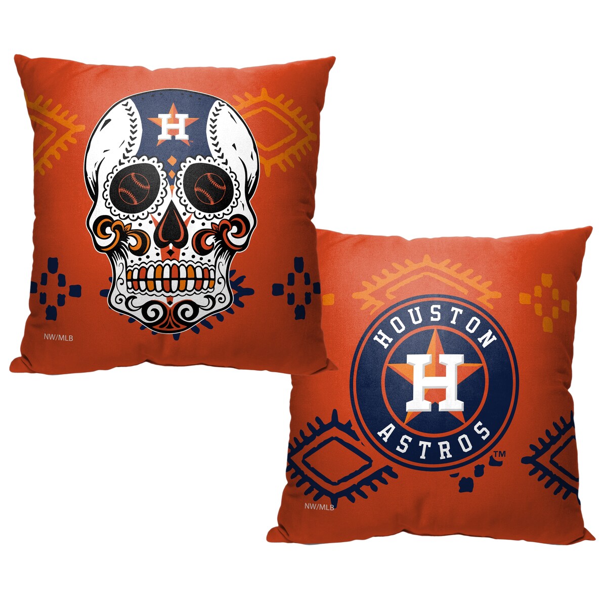 MLB Houston Astros Candy Skull 18 Inch Throw Pillow