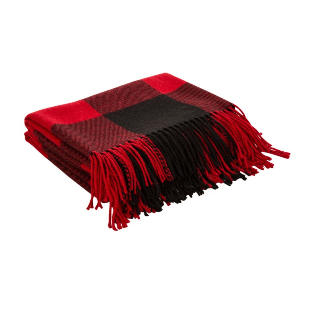 Glitzhome 50 x 60 Plaid Woven Acrylic 400g Christmas Blanket