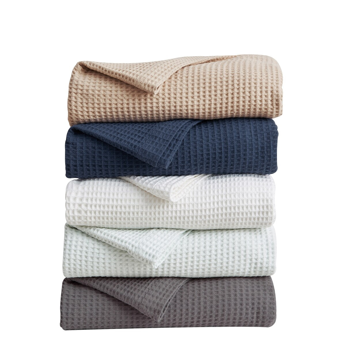 Linery & Co. 100% Cotton All-Season Lightweight Waffle Weave Knit Throw Blanket