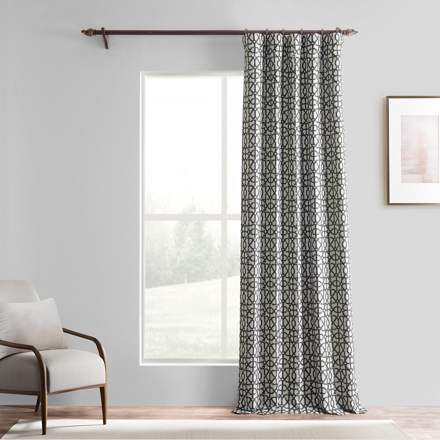 Exclusive Fabrics Jacquard Faux Silk Curtains - 1 Panel Room Darkening Curtain