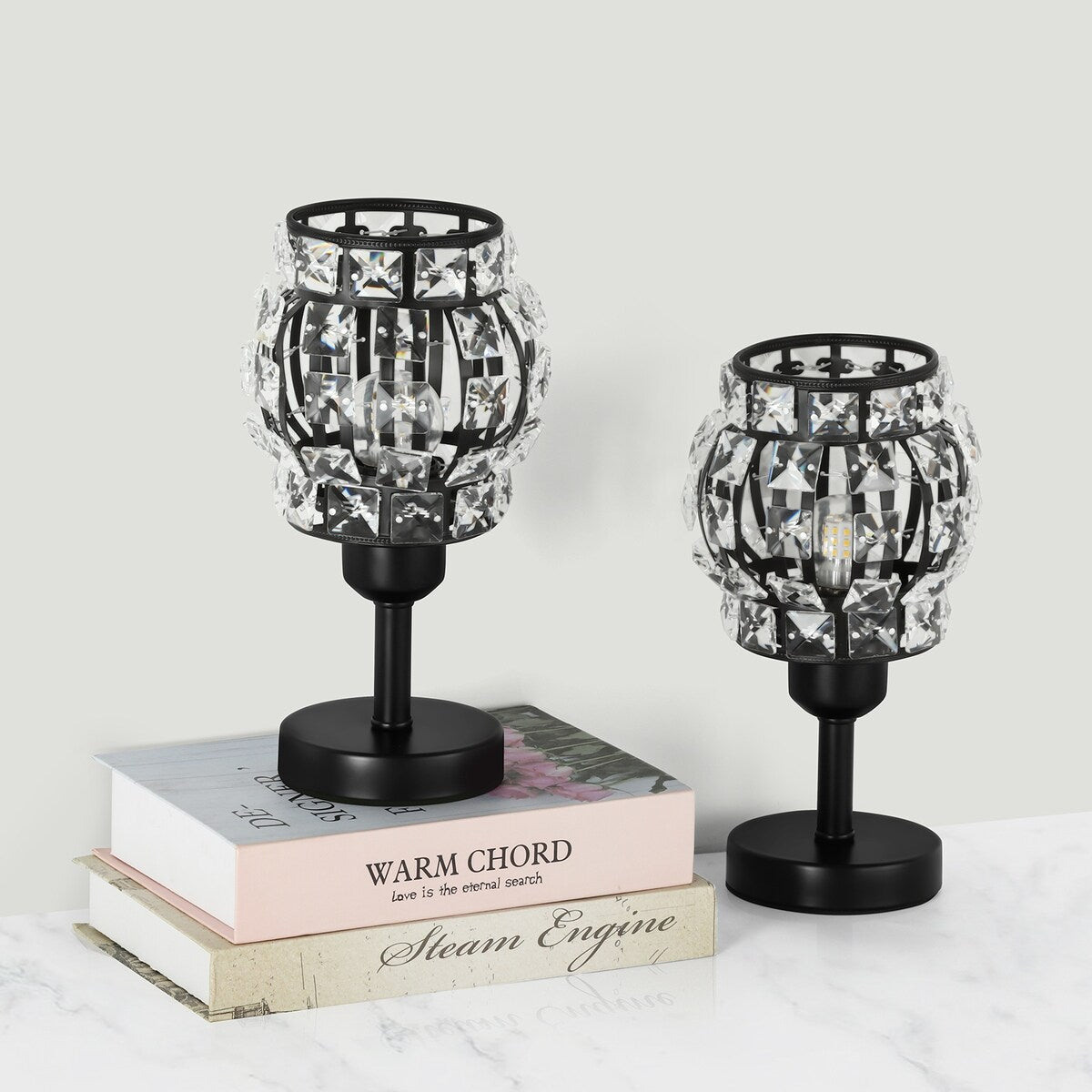 Set of 2 Crystal Bedside Table Lamps