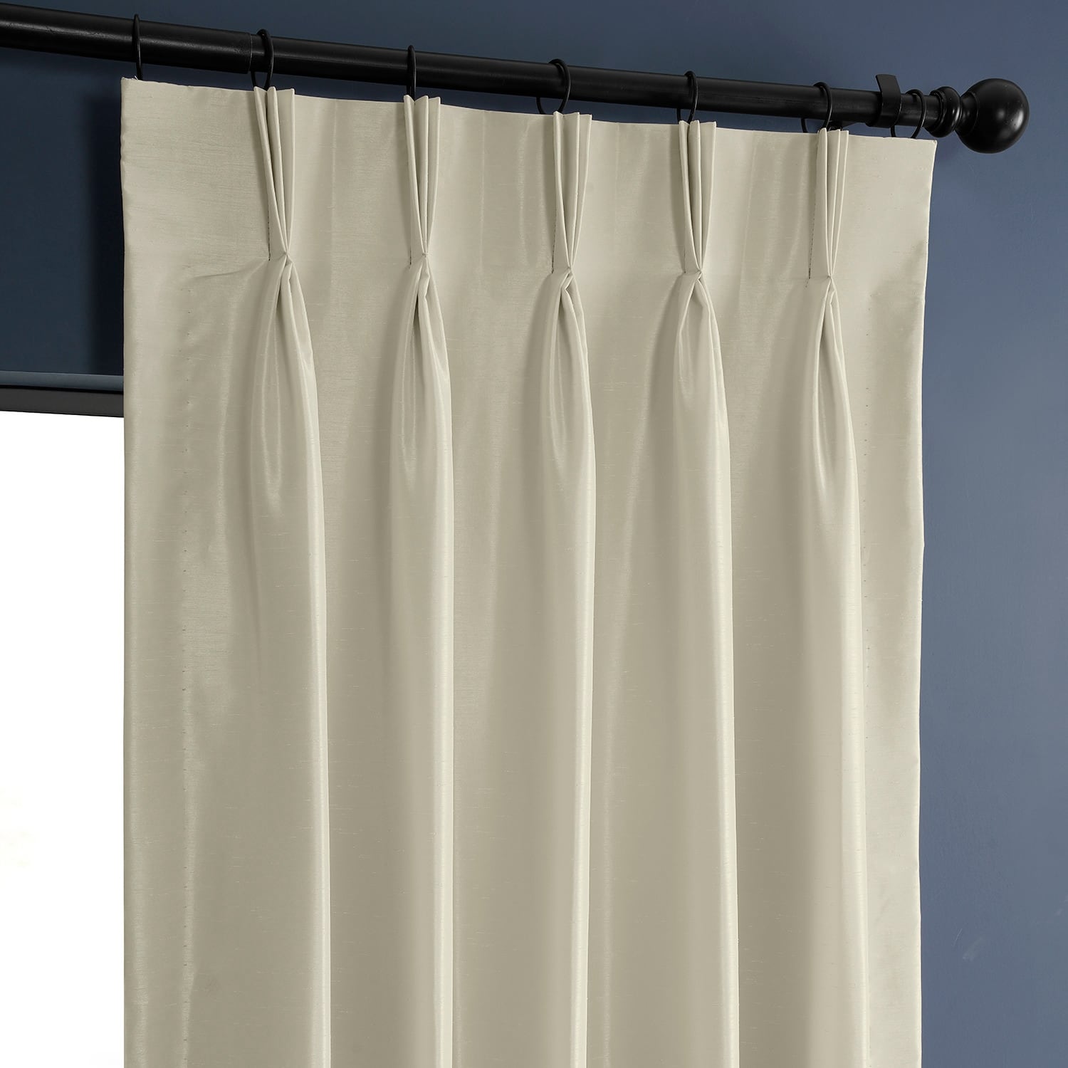 Exclusive Fabrics Solid Vintage Textured Faux Dupioni Silk Pleated Blackout Curtain (1 Panel)