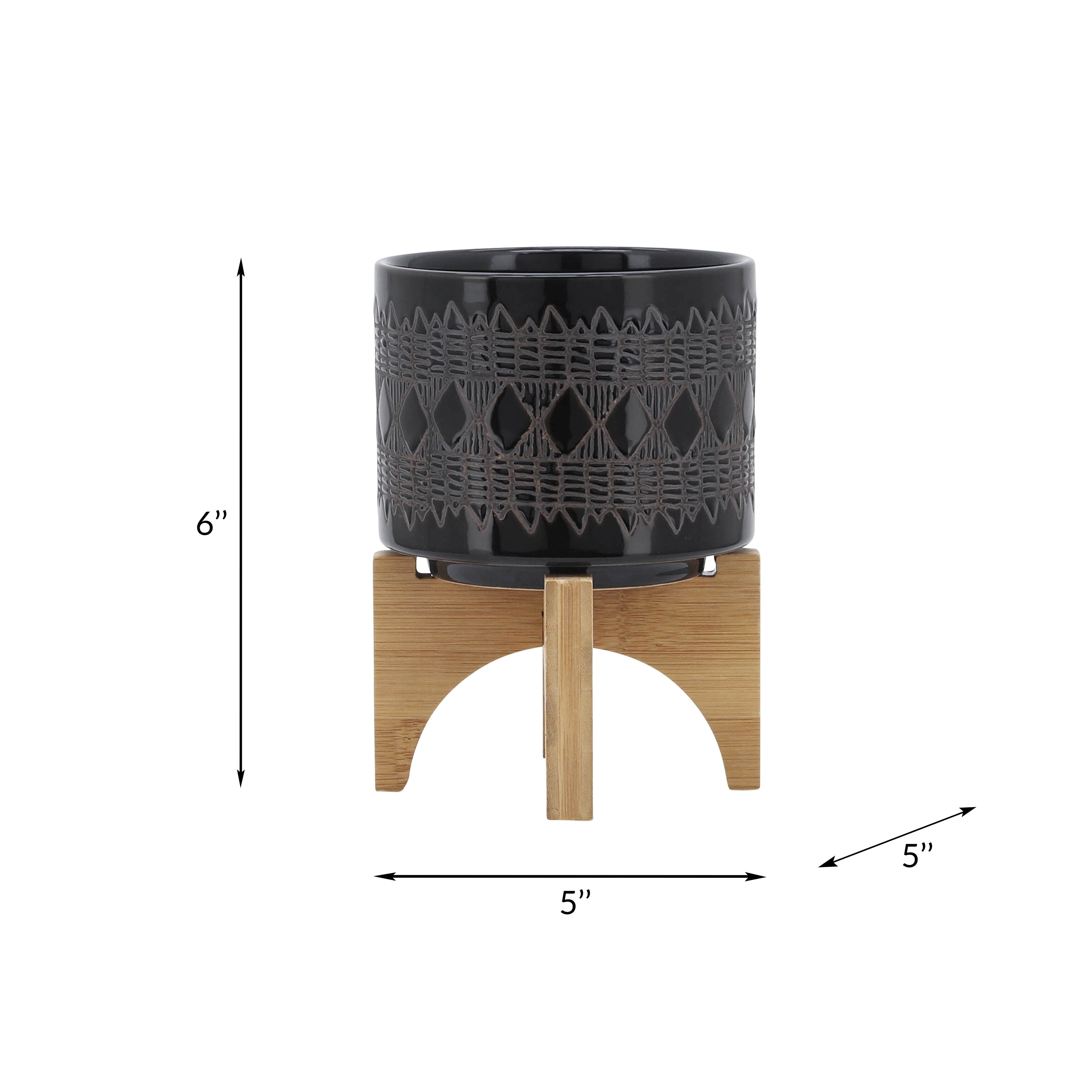 Sagebrook Home Ceramic Planters on Wood Stand