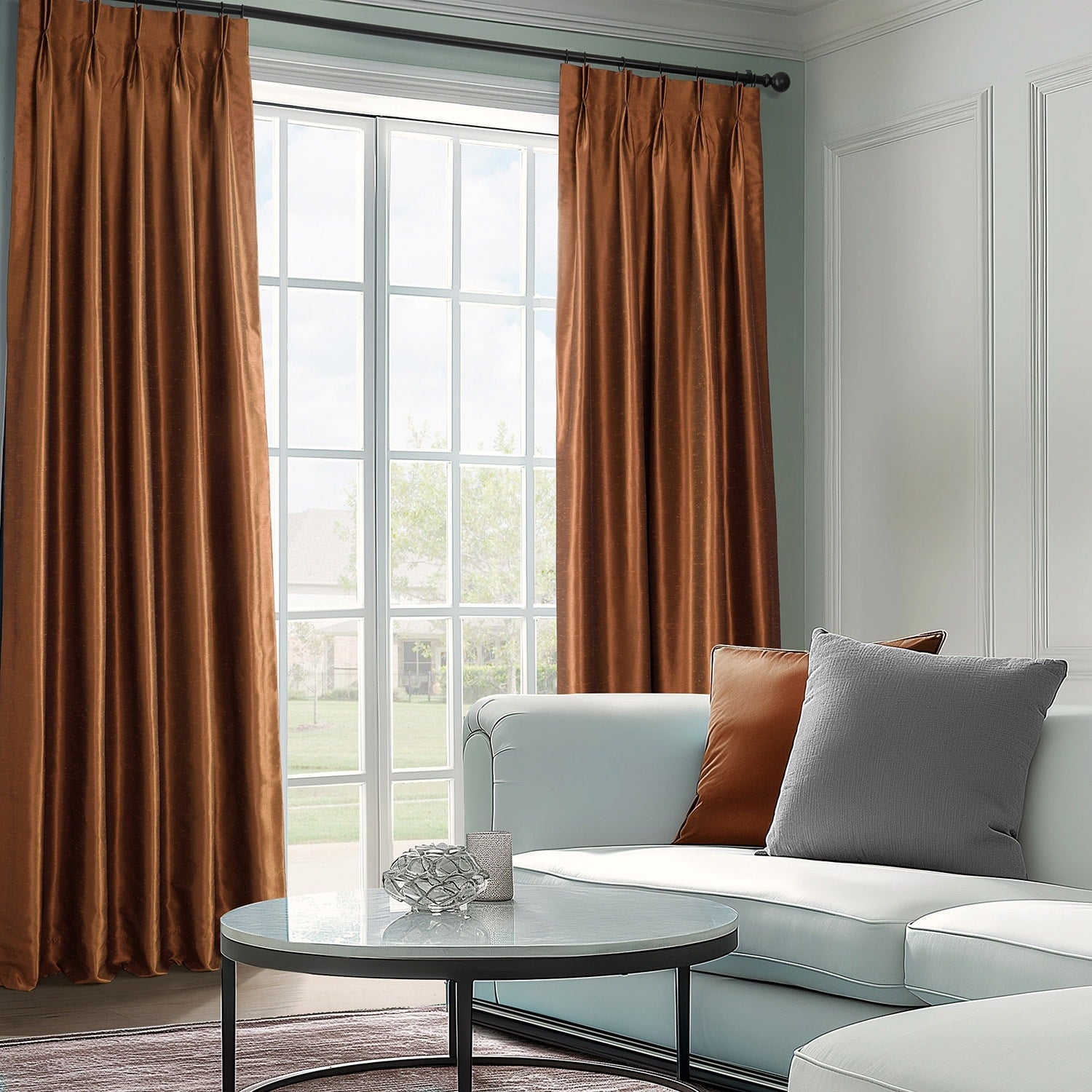 Exclusive Fabrics Solid Vintage Textured Faux Dupioni Silk Pleated Blackout Curtain (1 Panel)