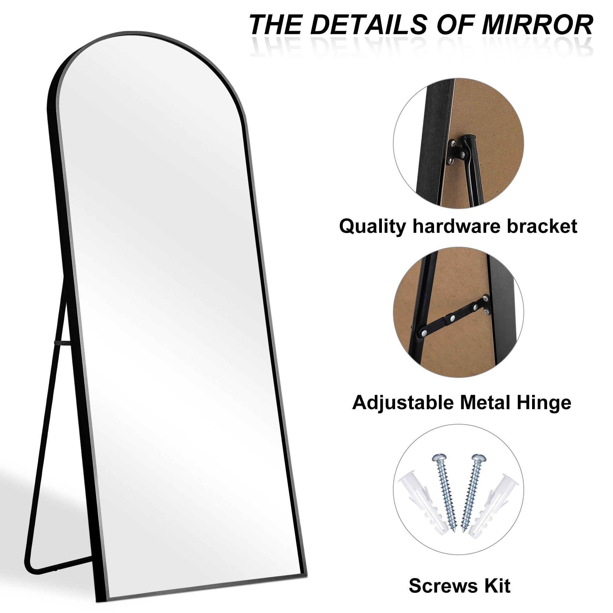 Arched Metal Full-length Standing Floor Mirror