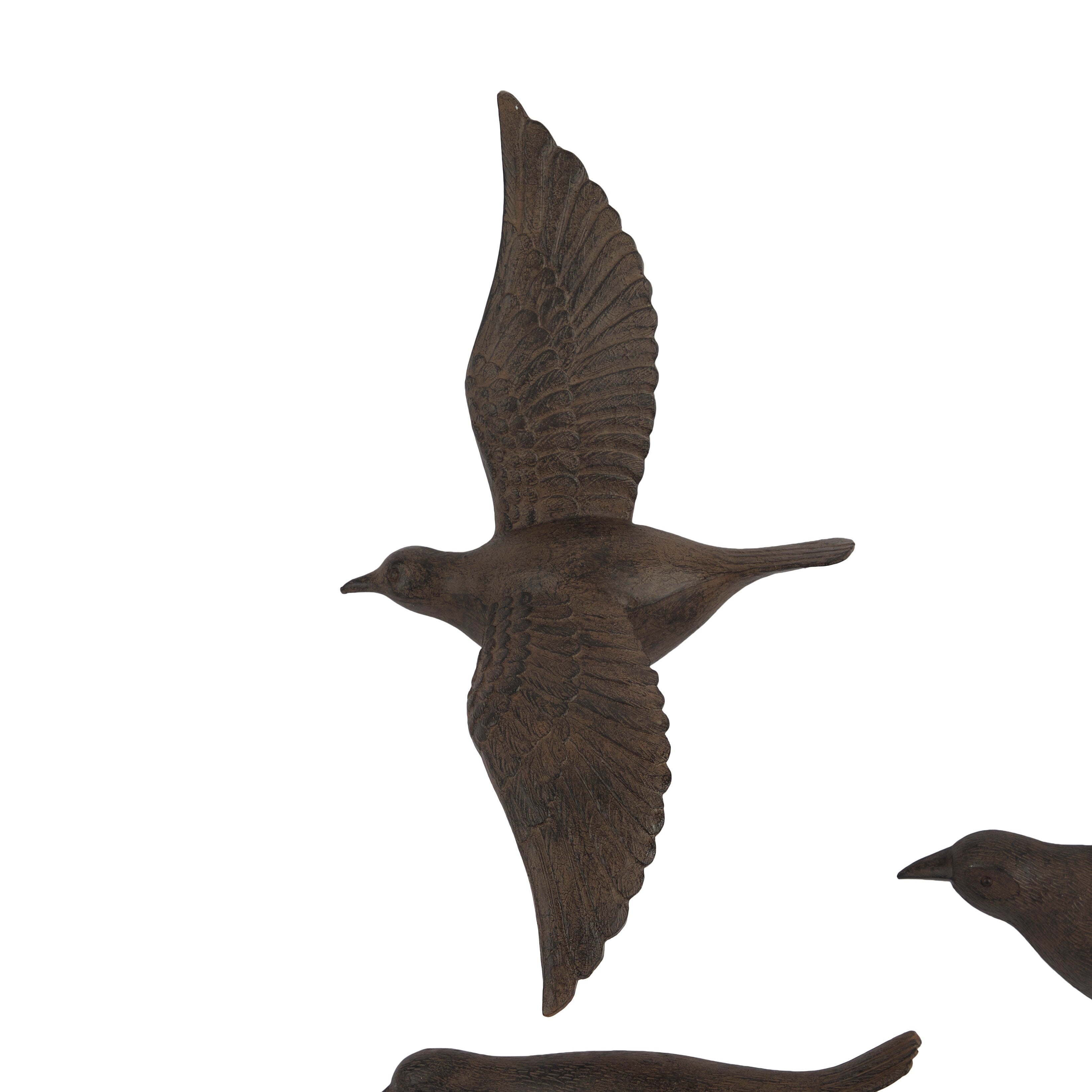 Artistic Polystone Floating Bird Wall Decor (Set of 6) - Gold, Brown, Silver