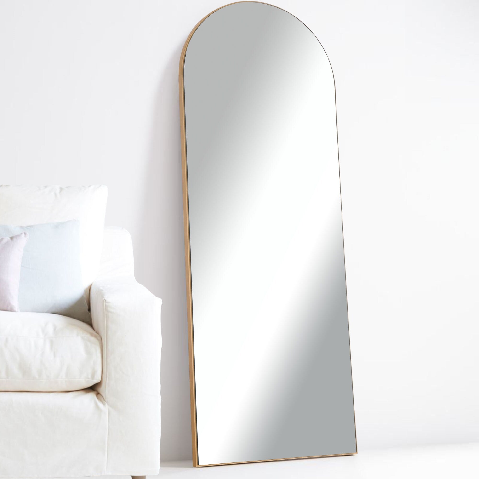 Modern Arched Mirror Full-Length Floor Mirror with Stand