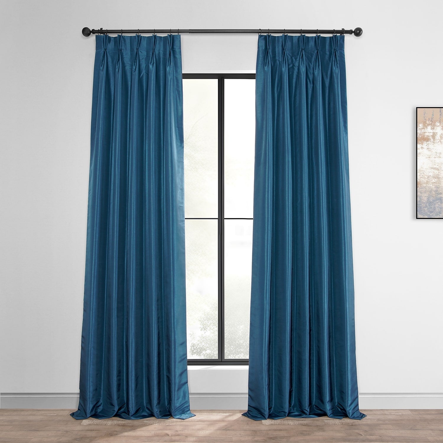 Exclusive Fabrics Solid Vintage Textured Faux Dupioni Silk Pleated Blackout Curtain (1 Panel)