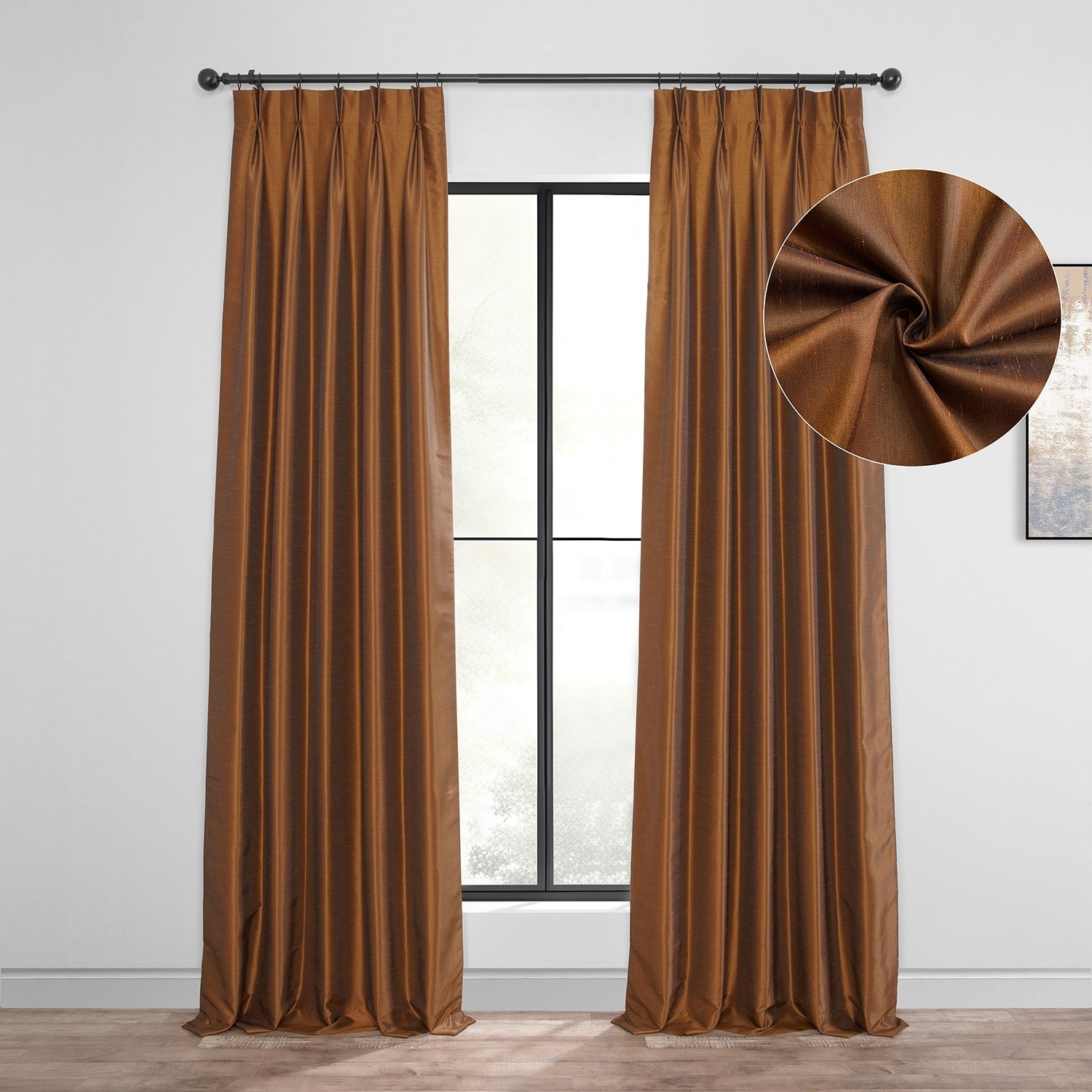 Exclusive Fabrics Solid Vintage Textured Faux Dupioni Silk Pleated Blackout Curtain (1 Panel)