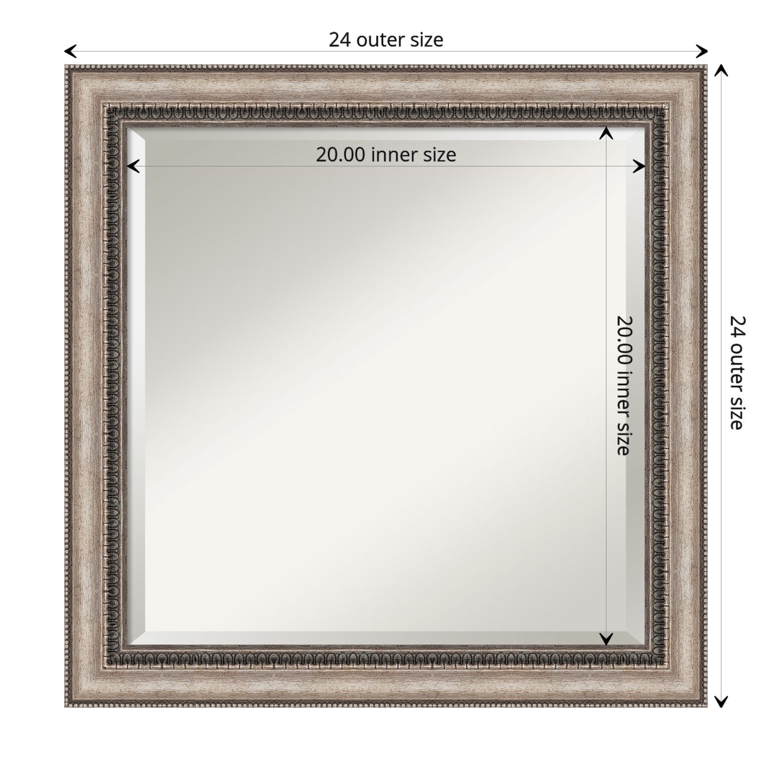 Beveled Bathroom Wall Mirror - Lyla Ornate Silver Frame - Lyla Ornate Silver