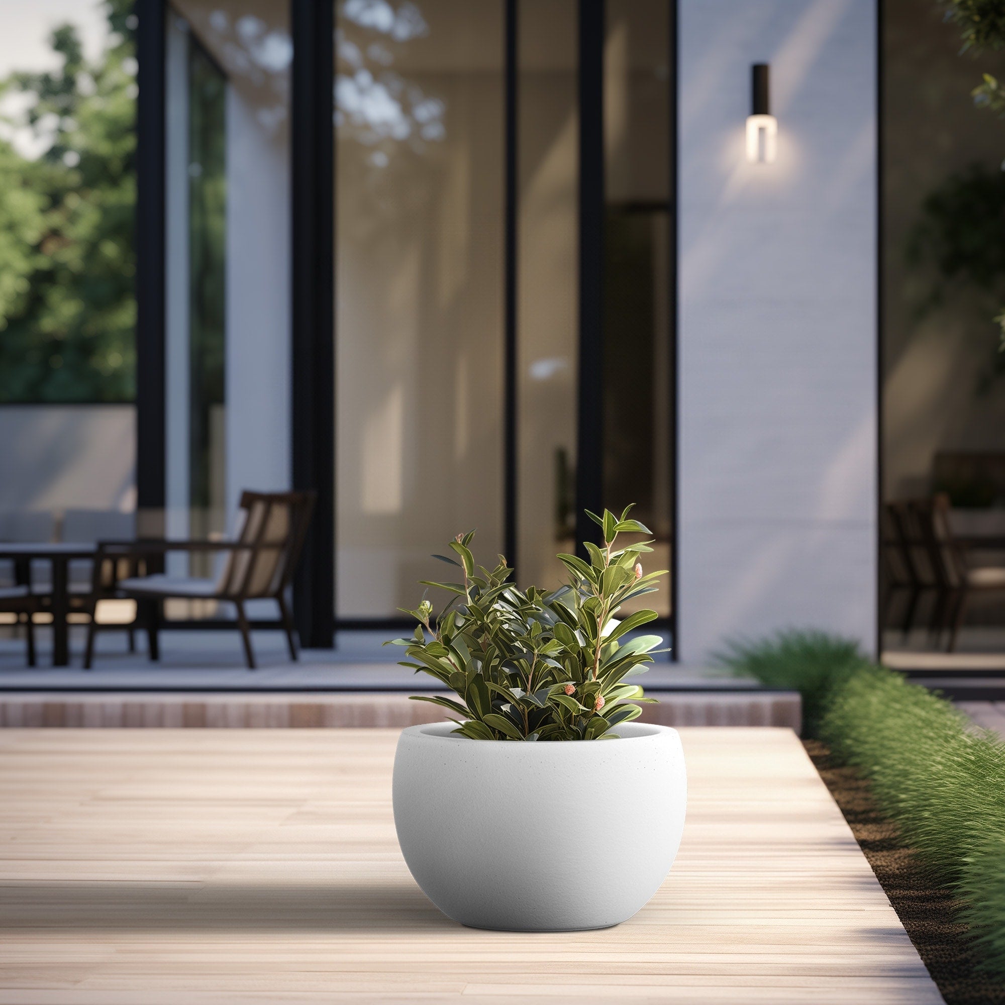 Tall Concrete Round Plant Pots / Large Indoor and Outdoor flower Planters