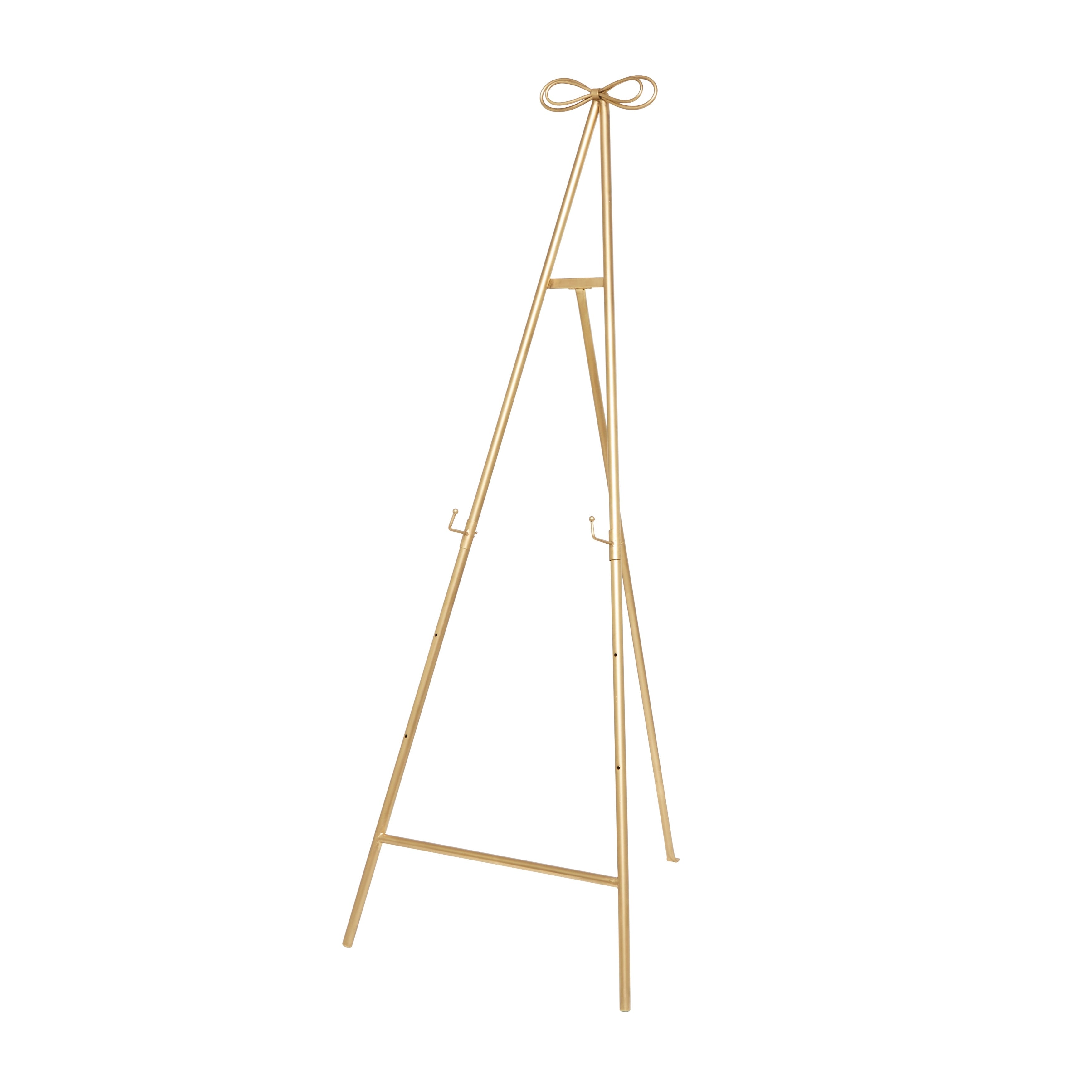 Metal Tall Adjustable Display Stand Floor 3 Tier Easel with Bow Top - Gold - Roche River Decor