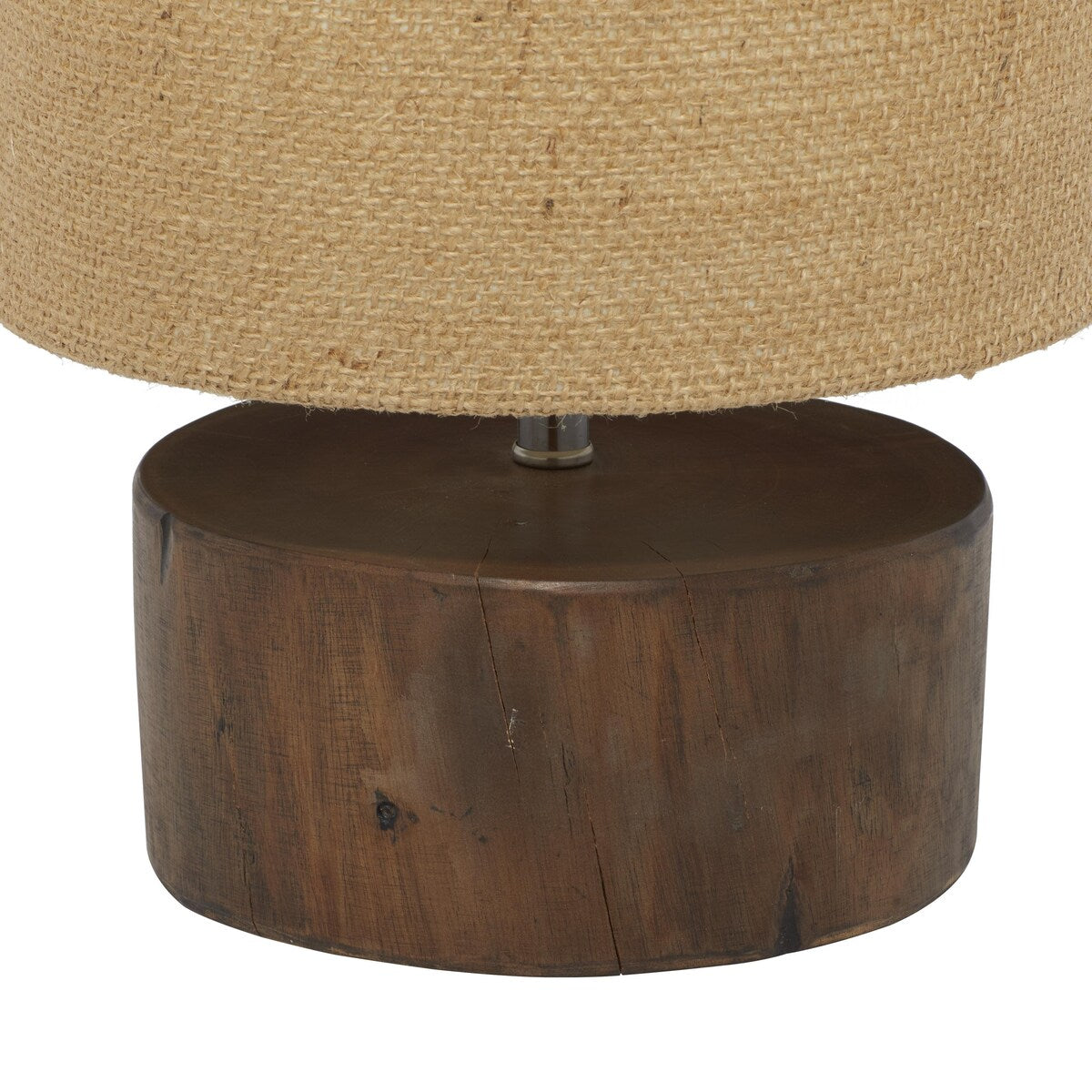 Wood Room Table Lamp with Jute Shade - Dark Brown - Roche River Decor