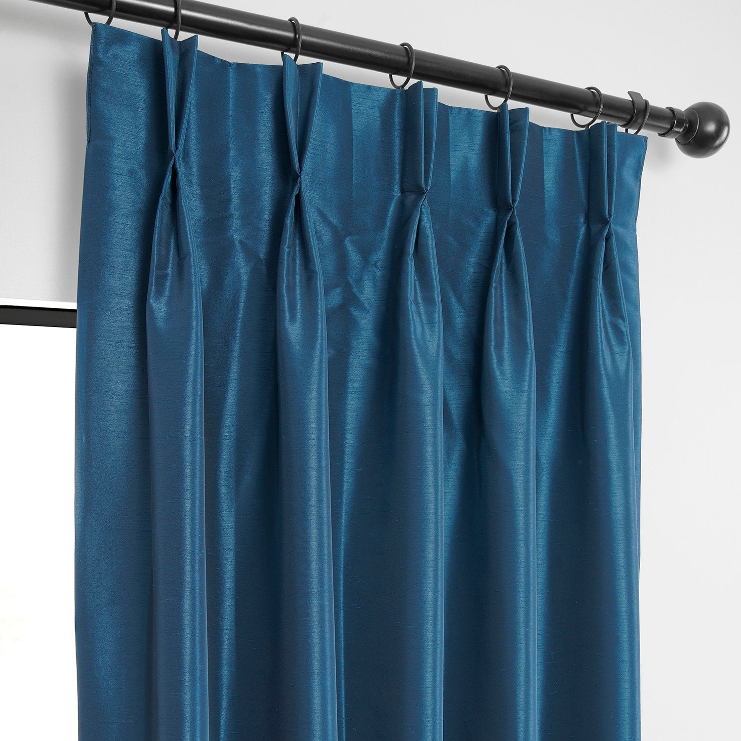 Exclusive Fabrics Solid Vintage Textured Faux Dupioni Silk Pleated Blackout Curtain (1 Panel)