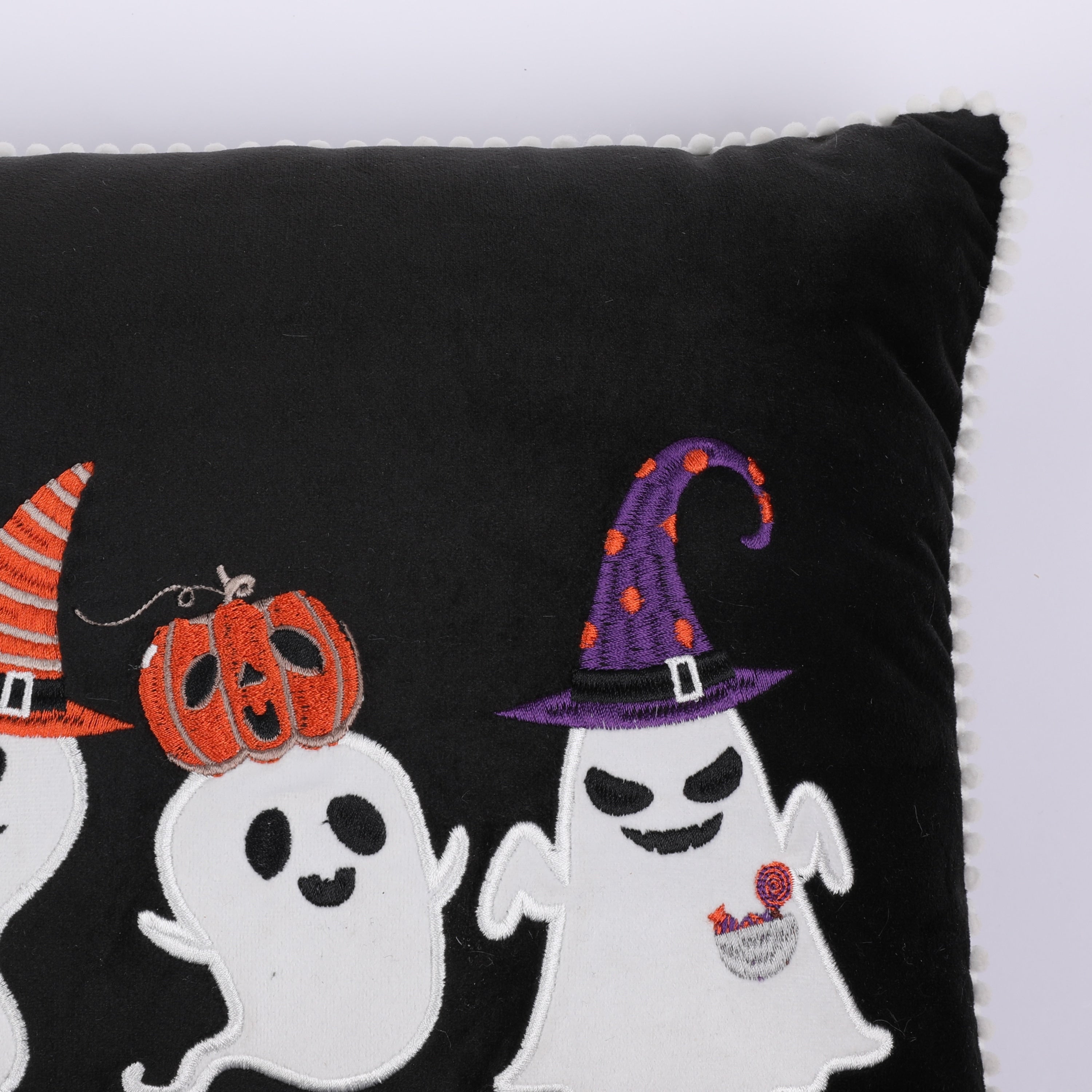 Ghosts in Halloween Party Hats Lumbar Throw Pillow