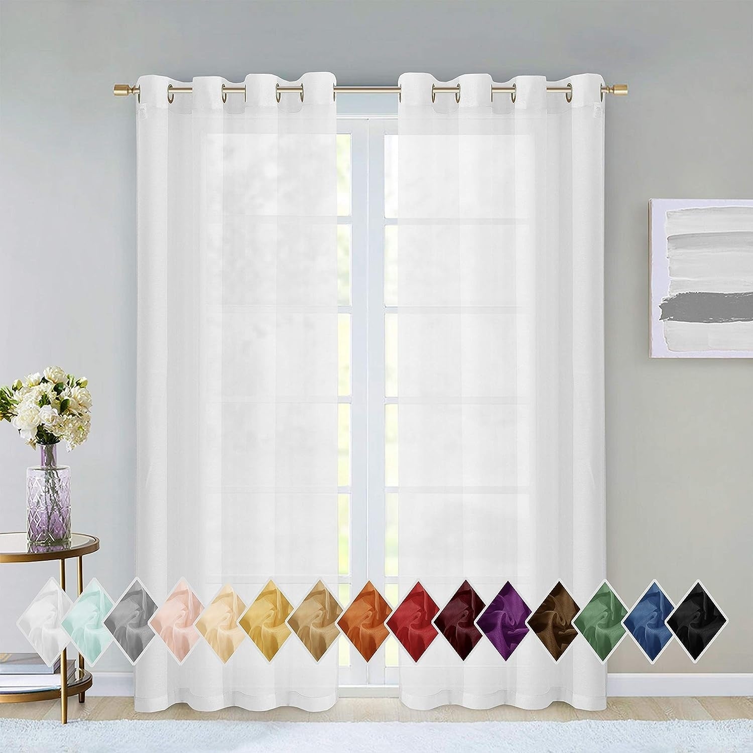 Dainty Home Malibu Extra Wide Curtains Solid Sheer Window Curtain Panel Pair