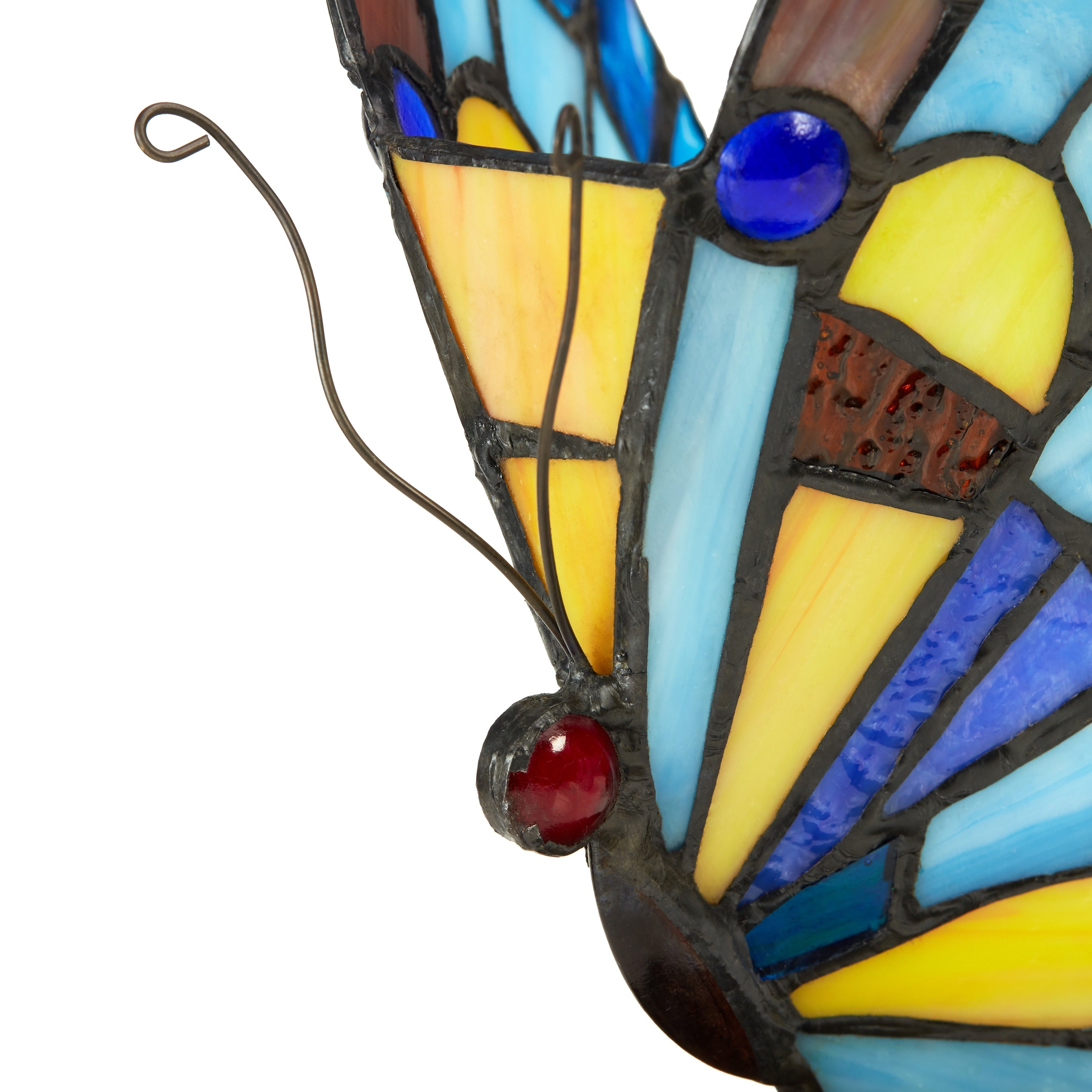 River of Goods Stained Glass 9.5-inch Tiffany Style Flying Butterfly Accent Lamp