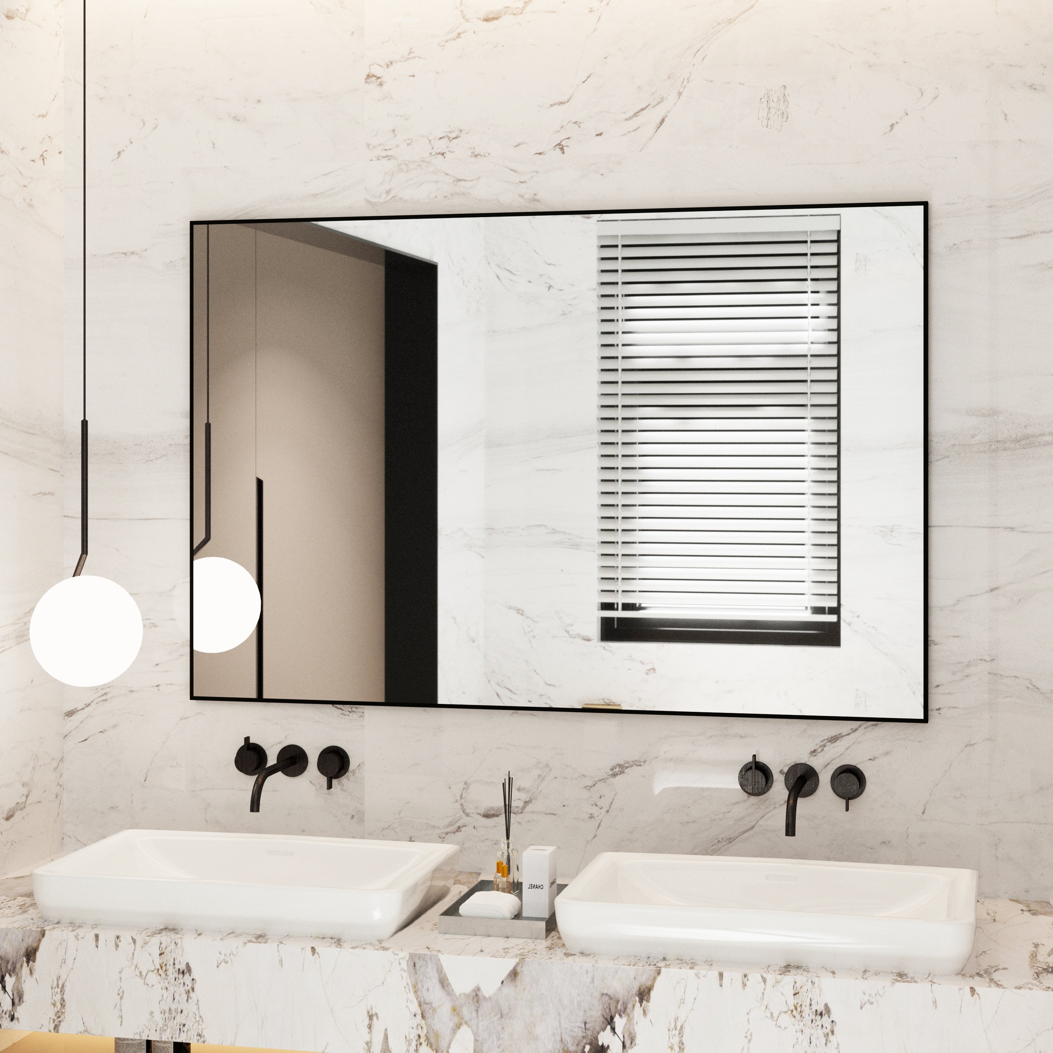 Aluminum Alloy Framed Wall Mounted Bathroom Vanity Accent Mirror in