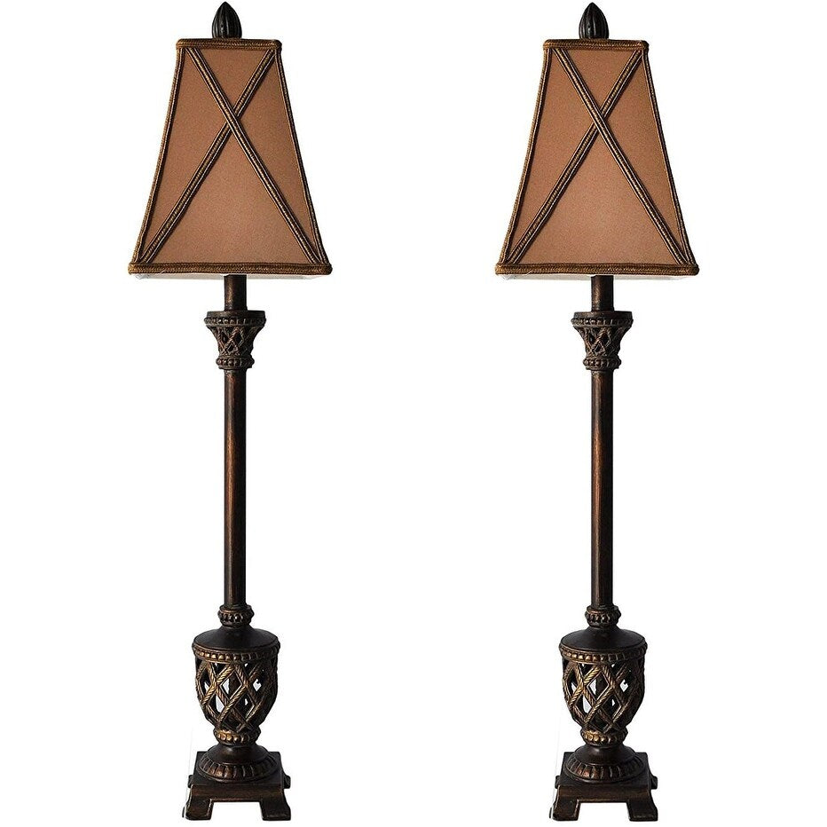 Set of 2 MESTAR 35-inch Traditional Bronze Buffet Lamps - 35