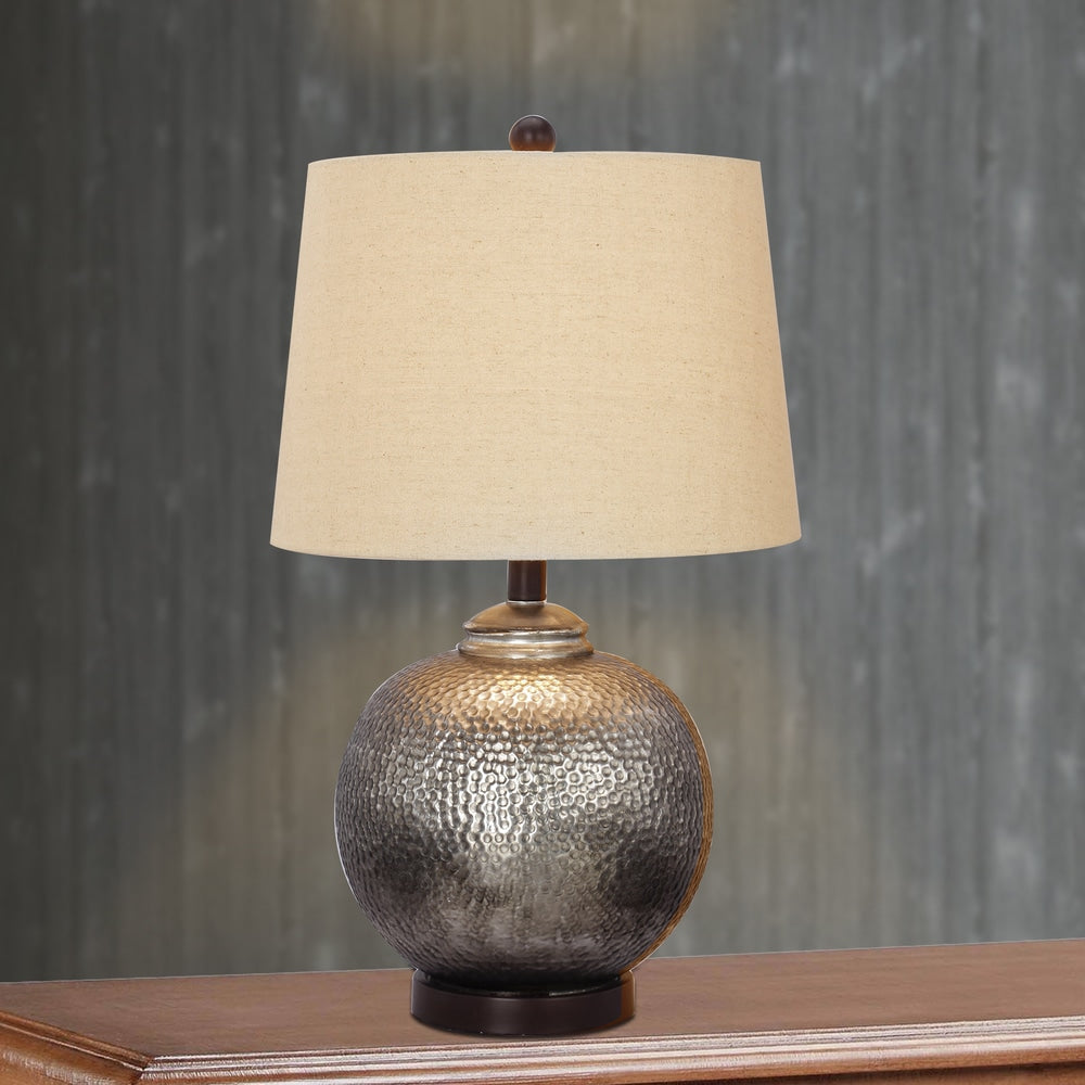 24-inch Antique Brown Mercury Glass and Oil Rubbed Bronze Metal Table Lamp