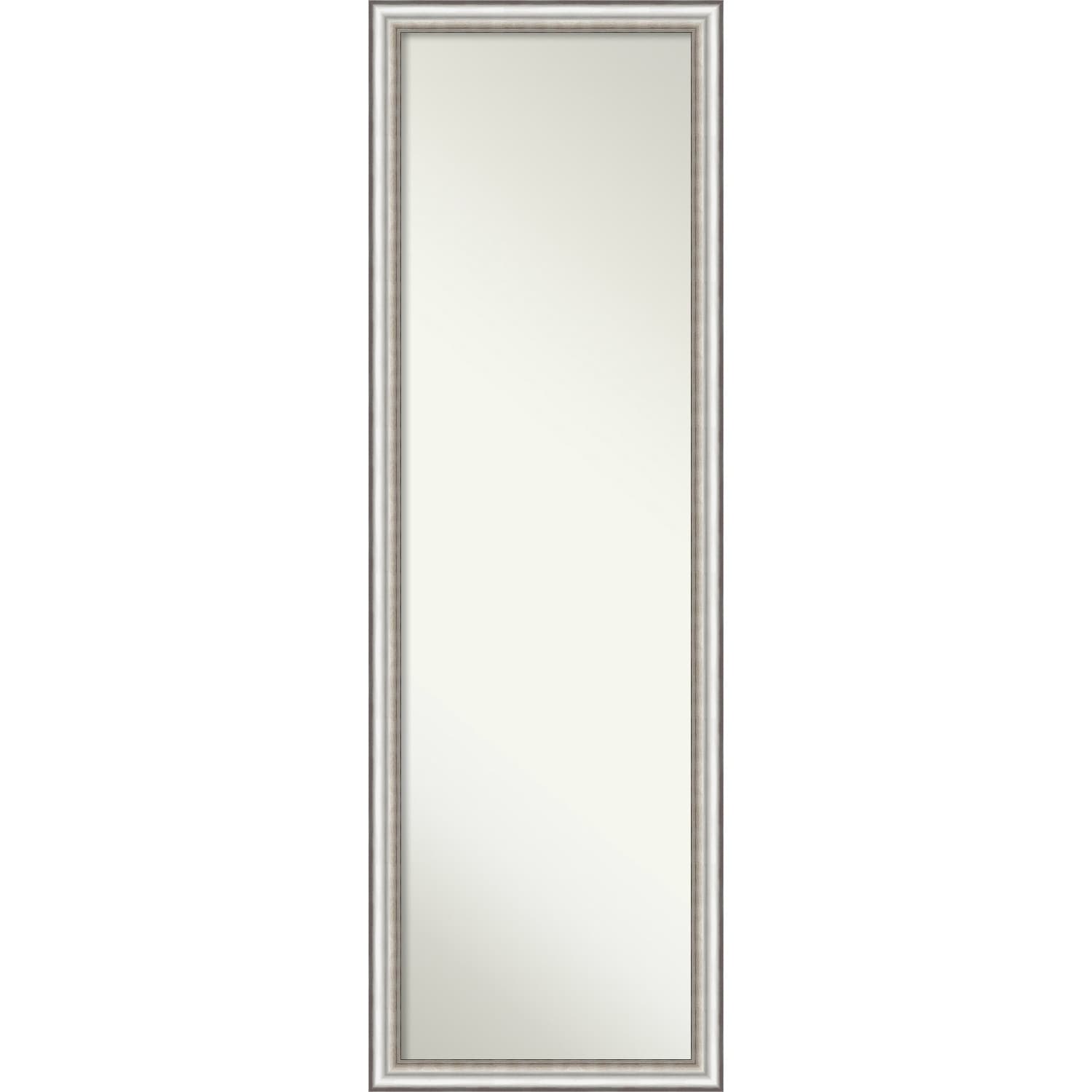 Non-Beveled Full Length On The Door Mirror 50.5 x 16.5 in. - Salon Frame - Salon Silver Narrow - 16 x 50 in