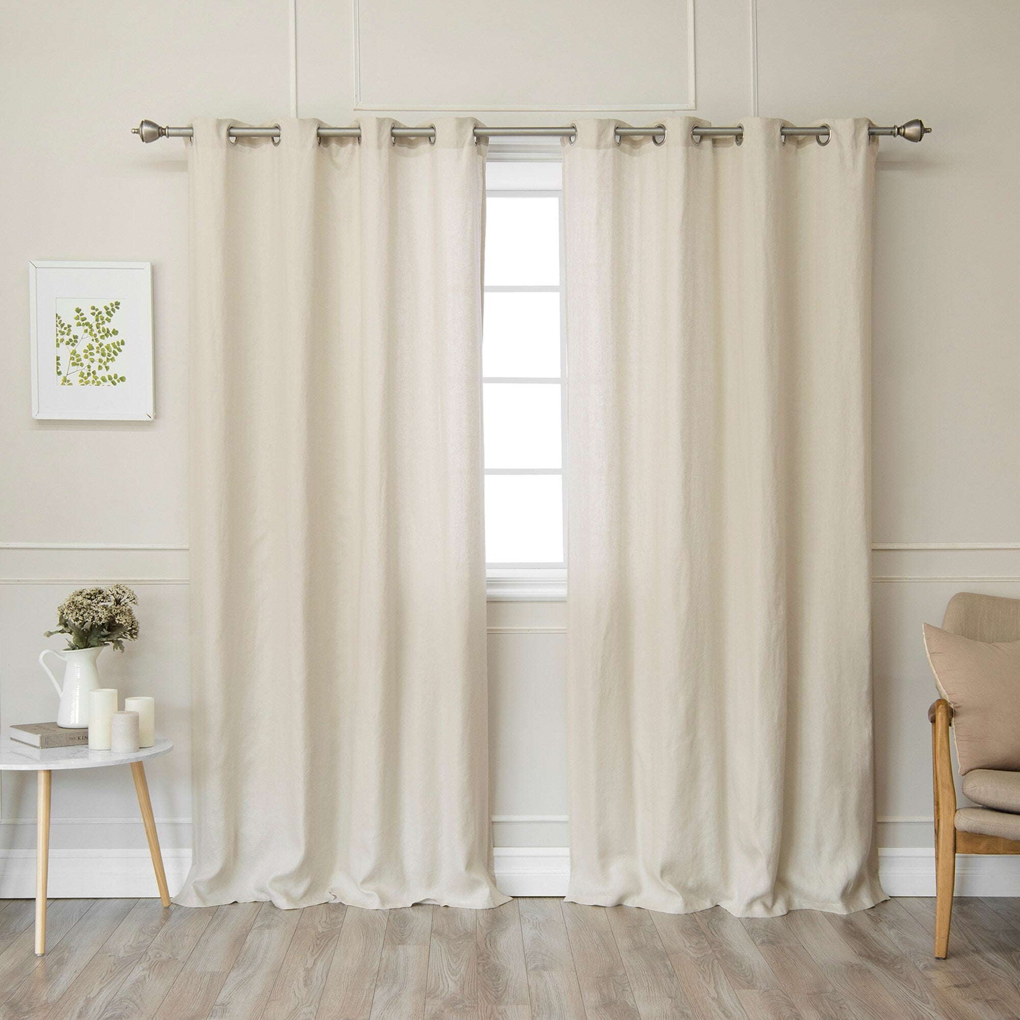 Aurora Home 100% Linen Silver Grommet Curtain Set