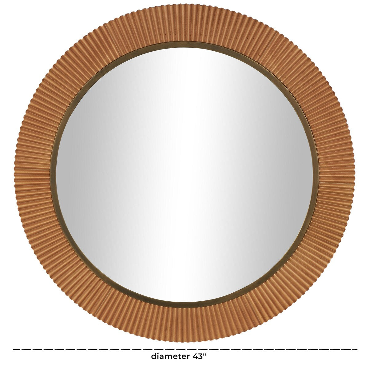 Wood Fluted Room Wall Mirror with Scalloped Edge - Brown - Roche River Decor