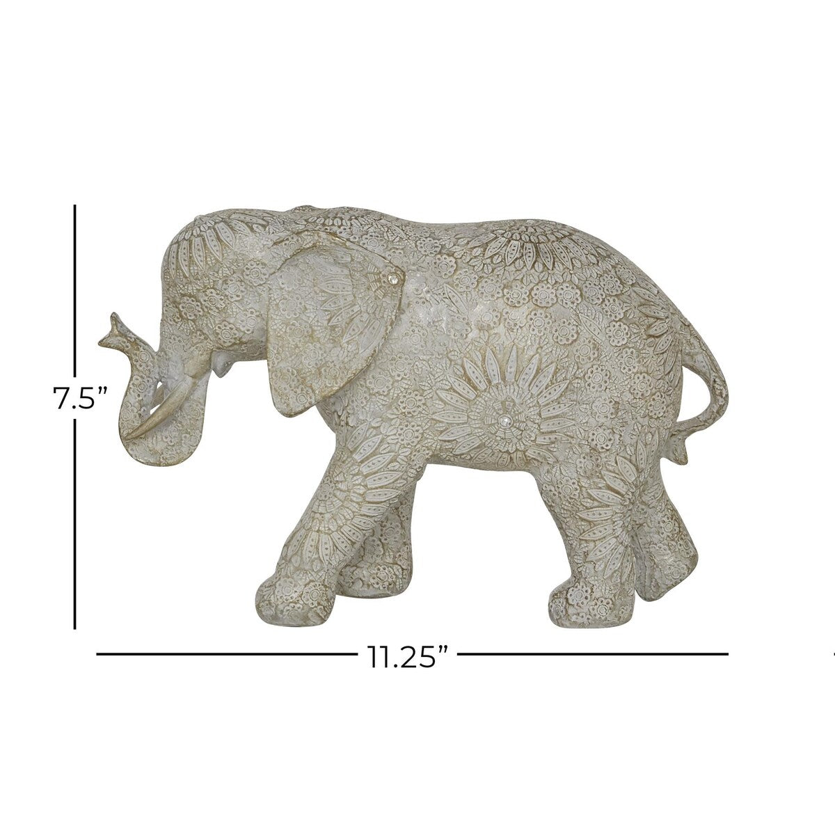 Polystone Elephant Decorative Sculpture - White - Roche River Decor