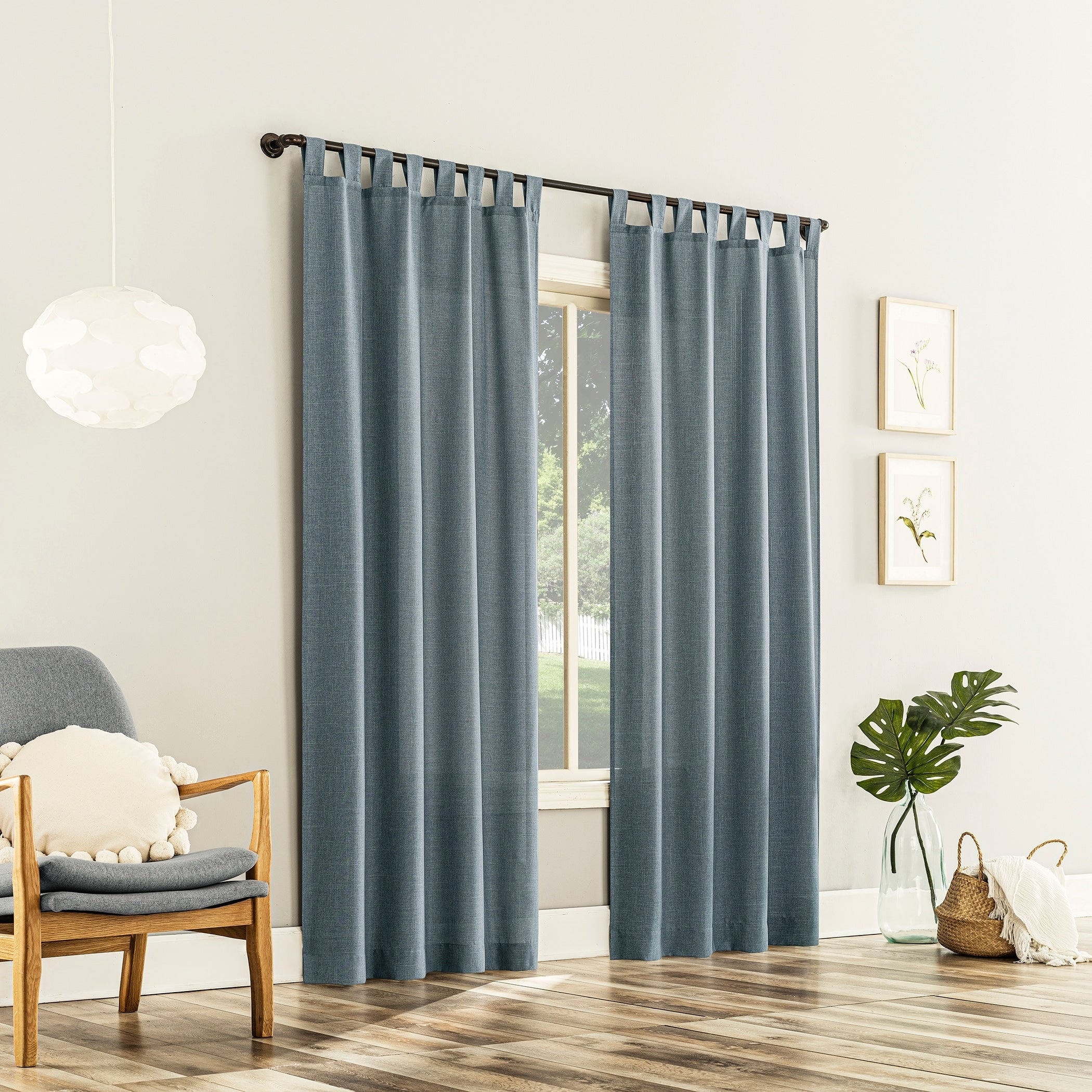 No. 918 Jacob Heathered Texture Semi-Sheer Tab Top Curtain Panel, Single Panel