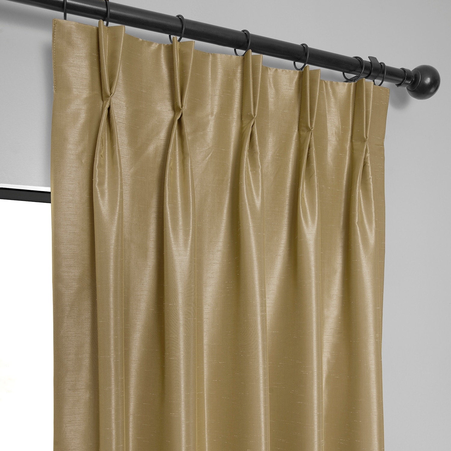 Exclusive Fabrics Solid Vintage Textured Faux Dupioni Silk Pleated Blackout Curtain (1 Panel)