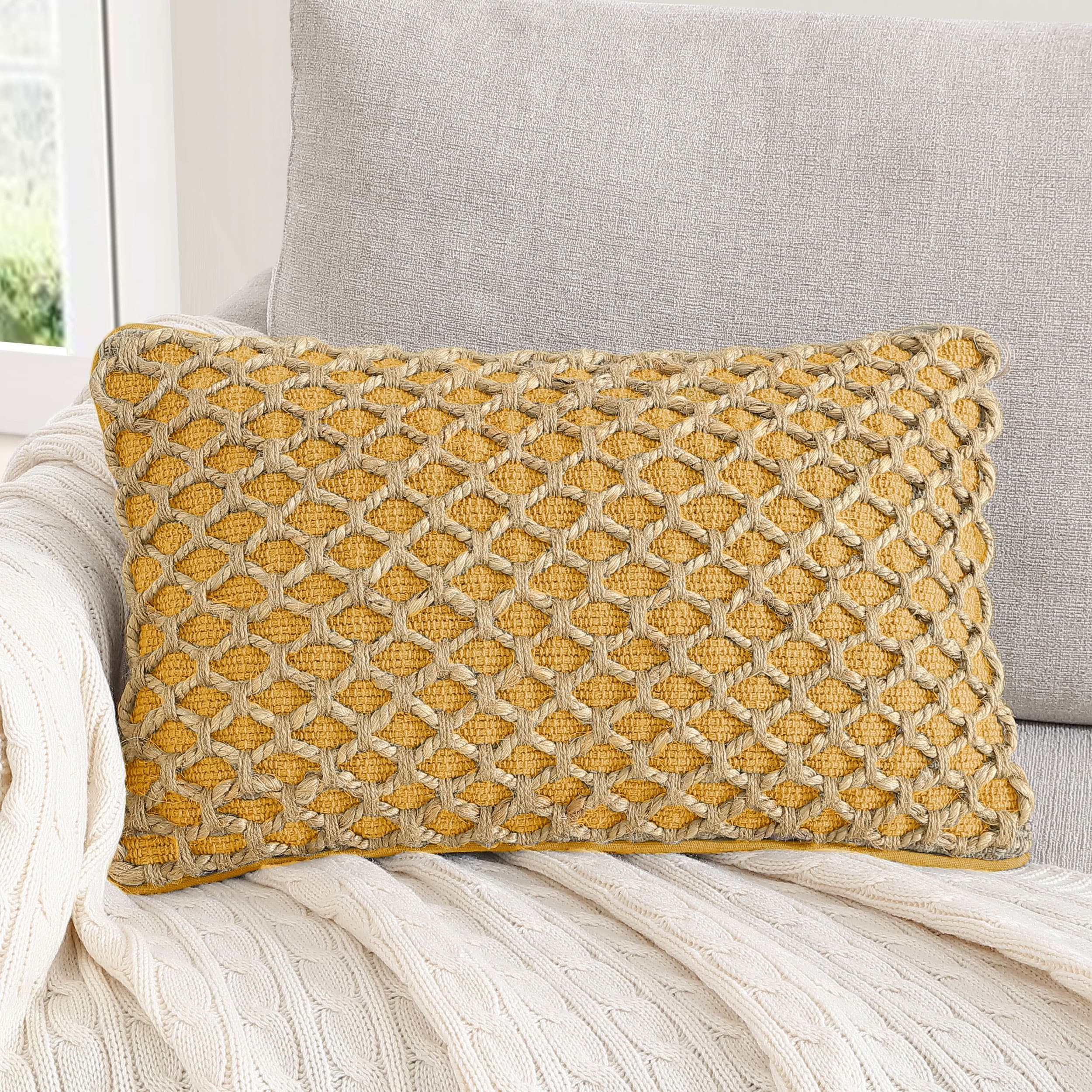 Boho Living Jada Braided Cotton/Jute Throw Pillows